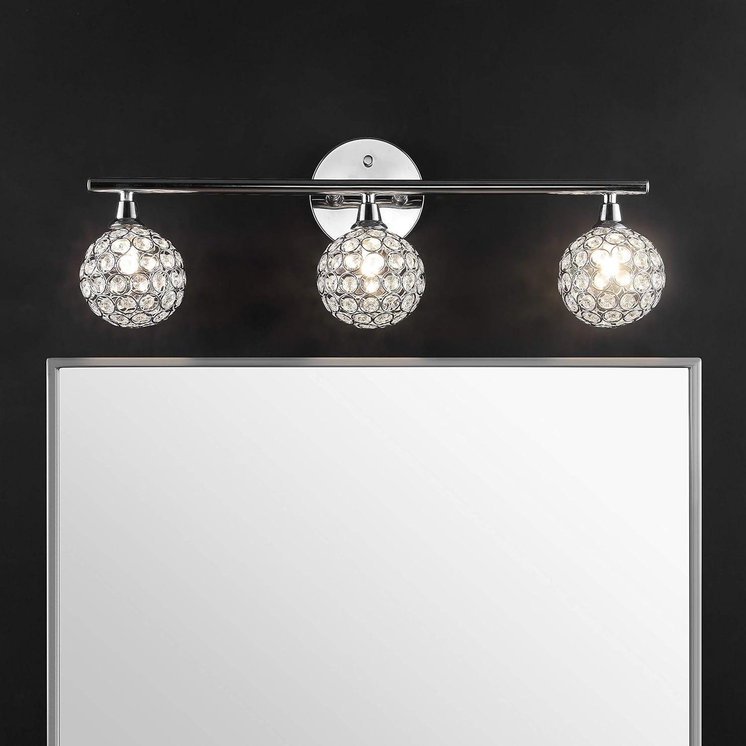 JONATHAN Y Maeve 3-Light Iron/Glass Contemporary Glam LED Vanity Light