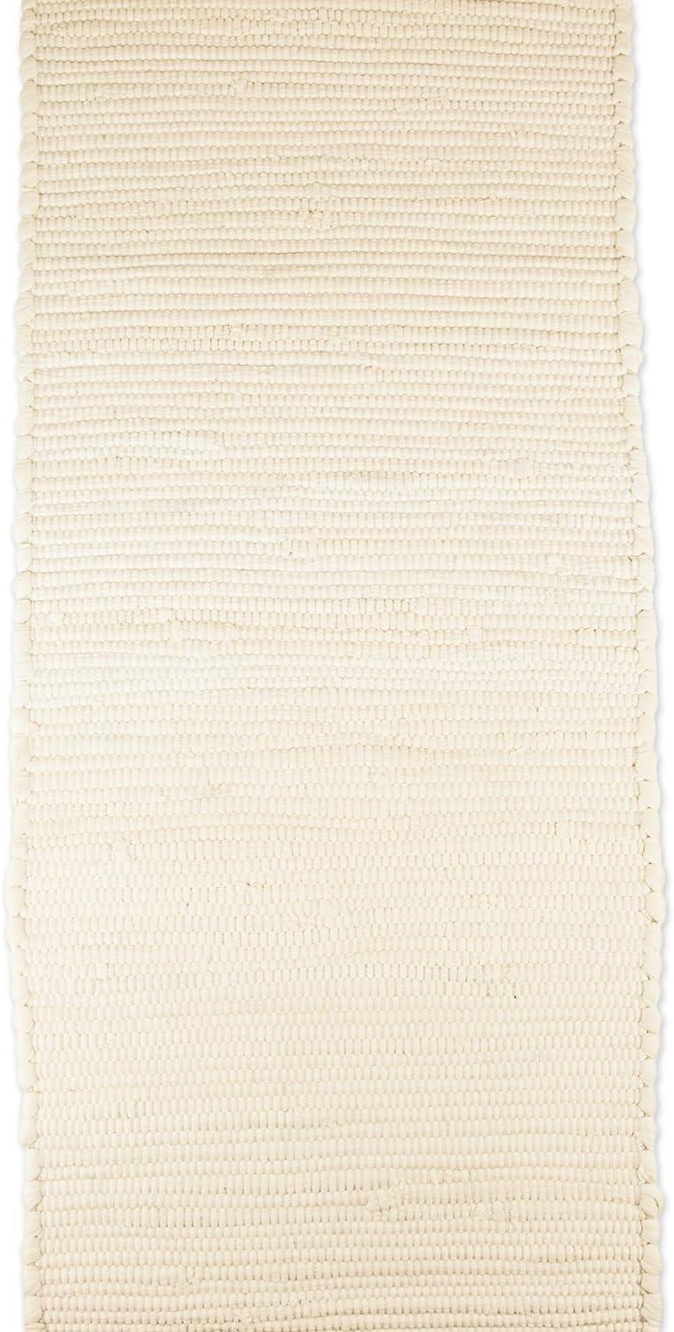 DII 14x72" Modern Cotton Chindi Table Runner in Solid Natural