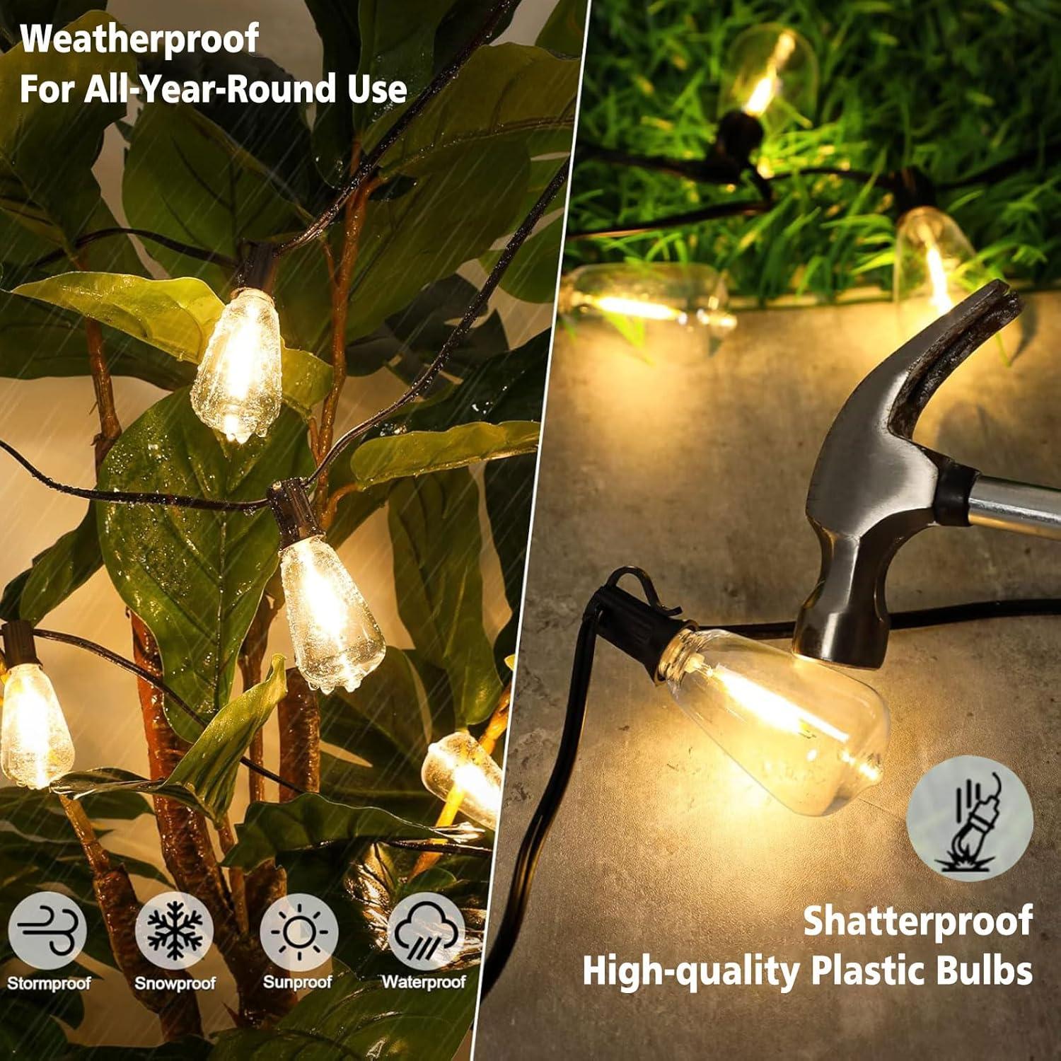 300FT Brown LED Outdoor String Lights with Shatterproof Bulbs