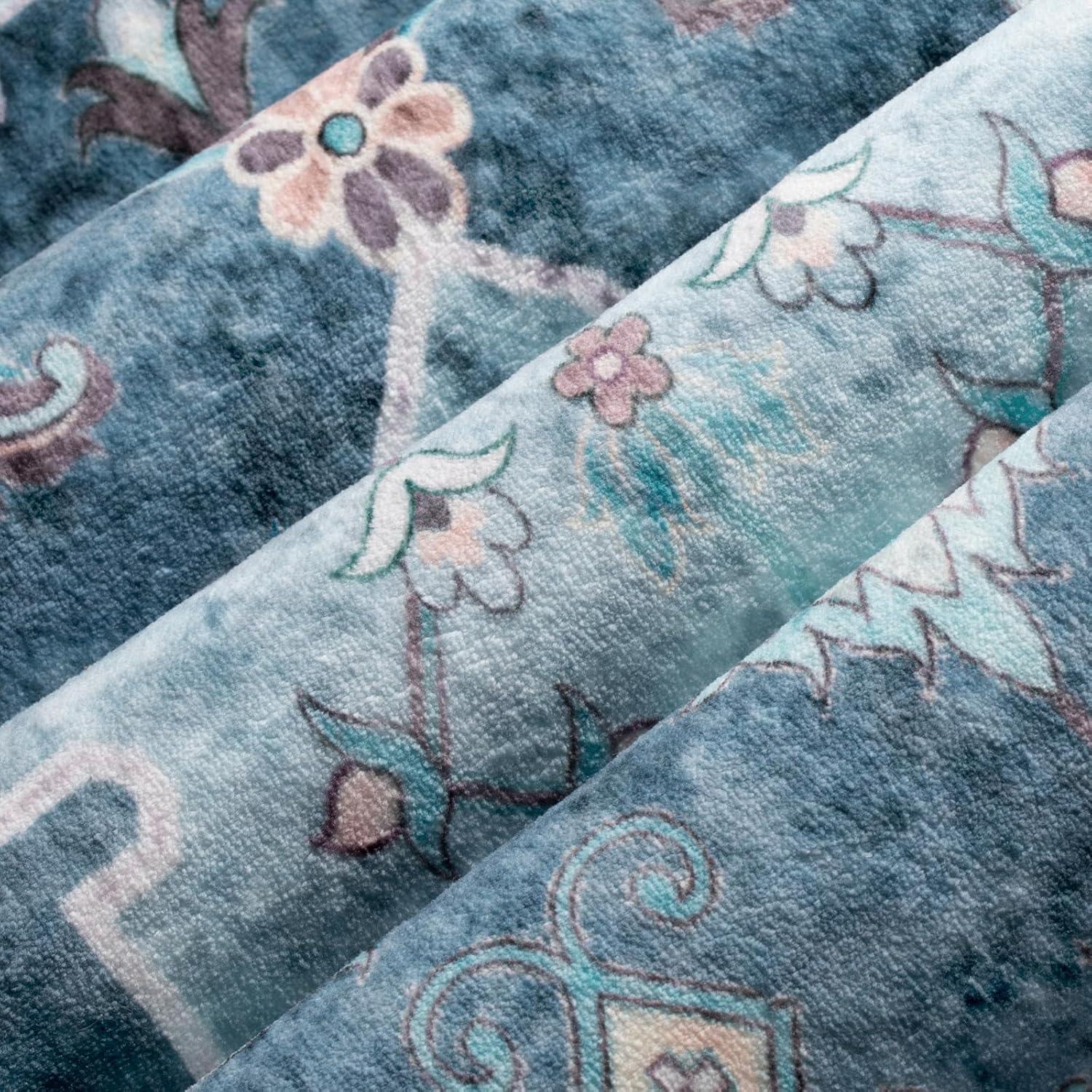 Wonnitar 5'x7' Area Rugs for Living Room Boho Tribal Washable Bedroom Rugs Large Soft Dining Room Mat Non Slip Indoor Carpet for Dorm Kitchen Nursery Dining Bedroom,Blue
