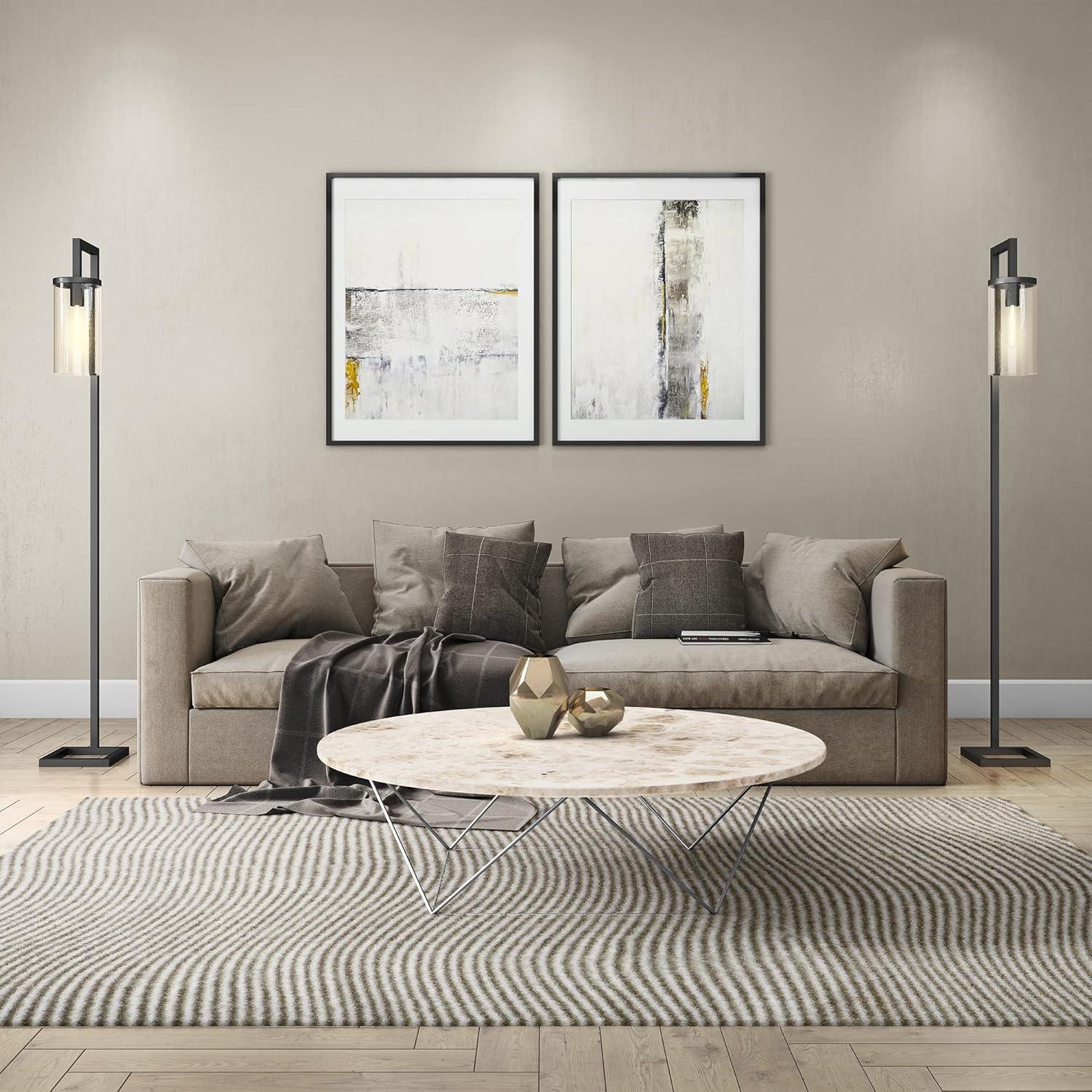 Evelyn&Zoe Modern Metal Floor Lamp with Clear Glass Shade