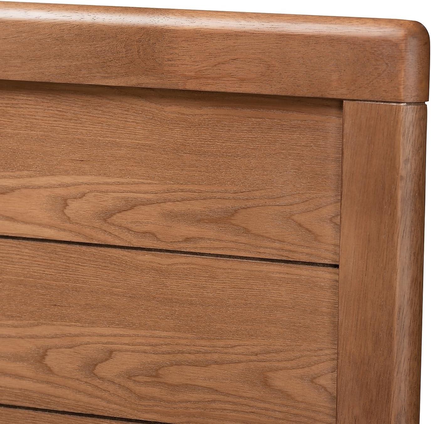 Baxton Studio Queen Seren Walnut Finished Wood Headboard Brown: Rubberwood Frame, No Box Spring Needed