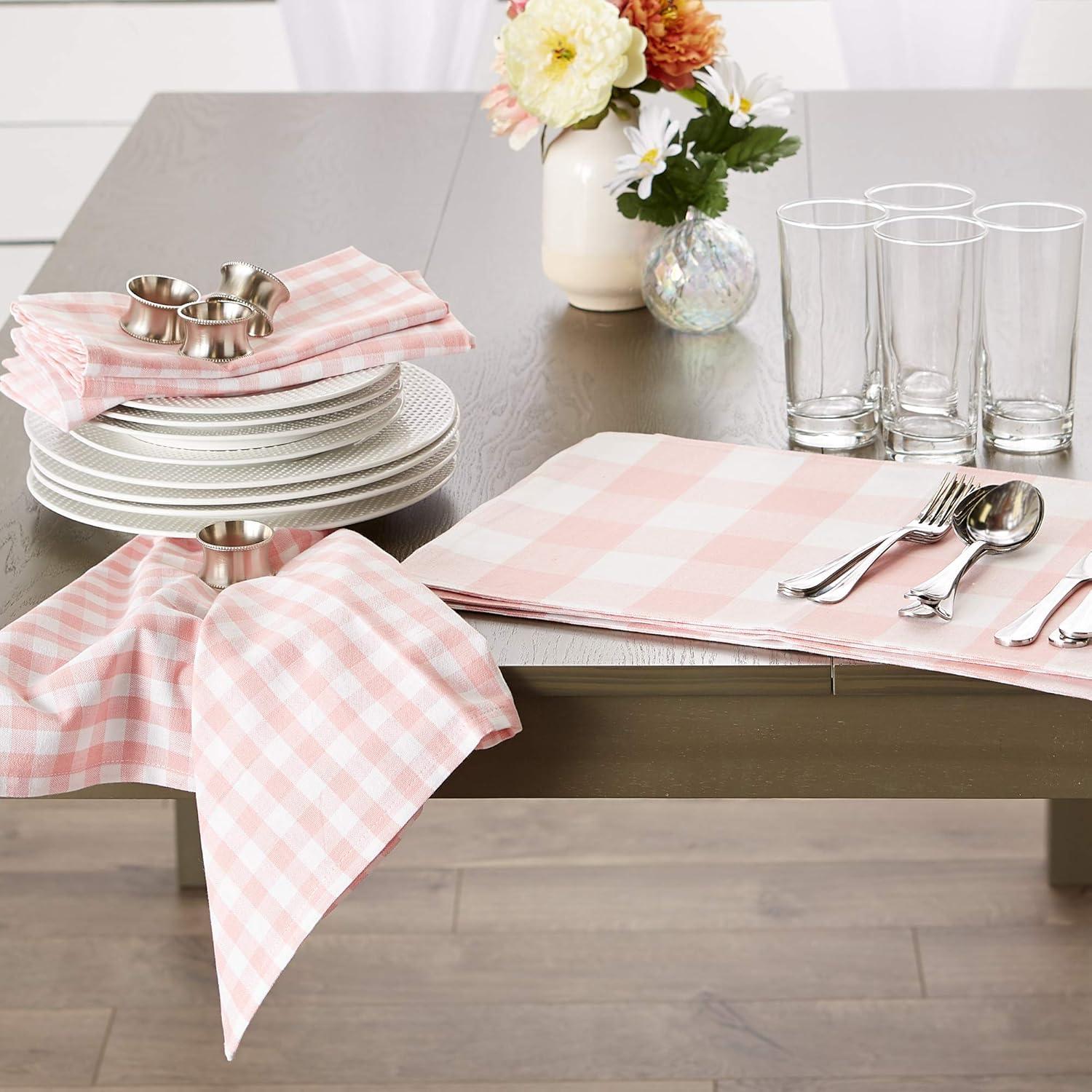 Pink & White Gingham Napkin Set/4