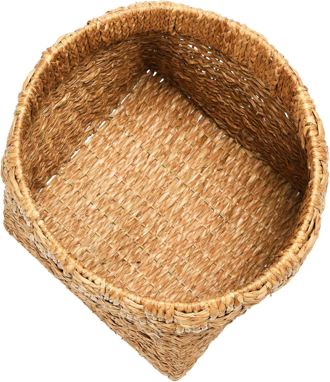 Hand-Woven Natural Seagrass Round Storage Basket