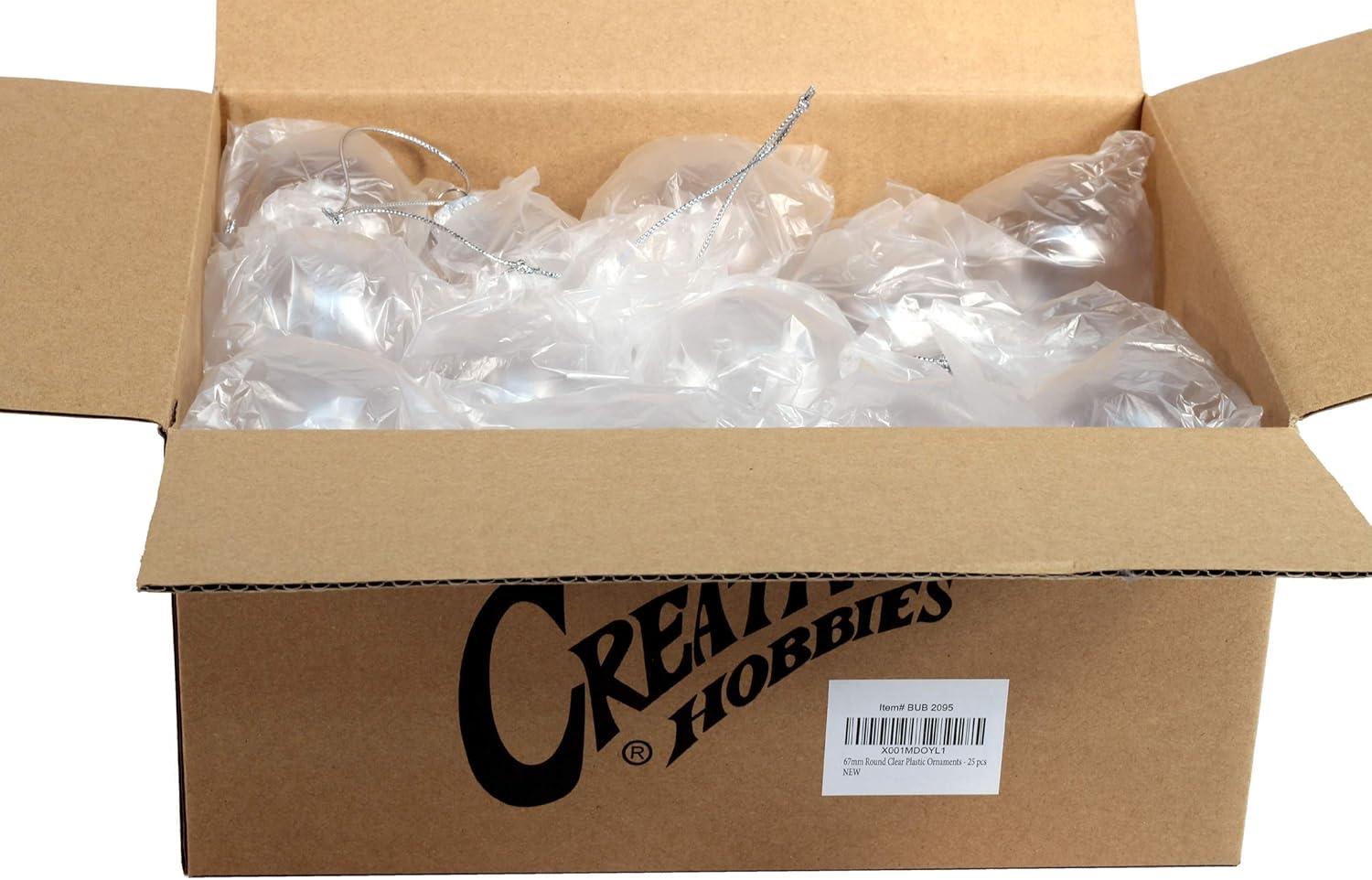 Set of 25 Clear Shatterproof Plastic Christmas Ornaments