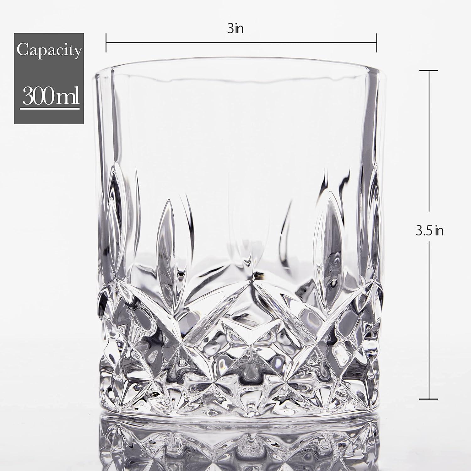 Crystal Cut Old Fashioned Whiskey Glasses (10oz)