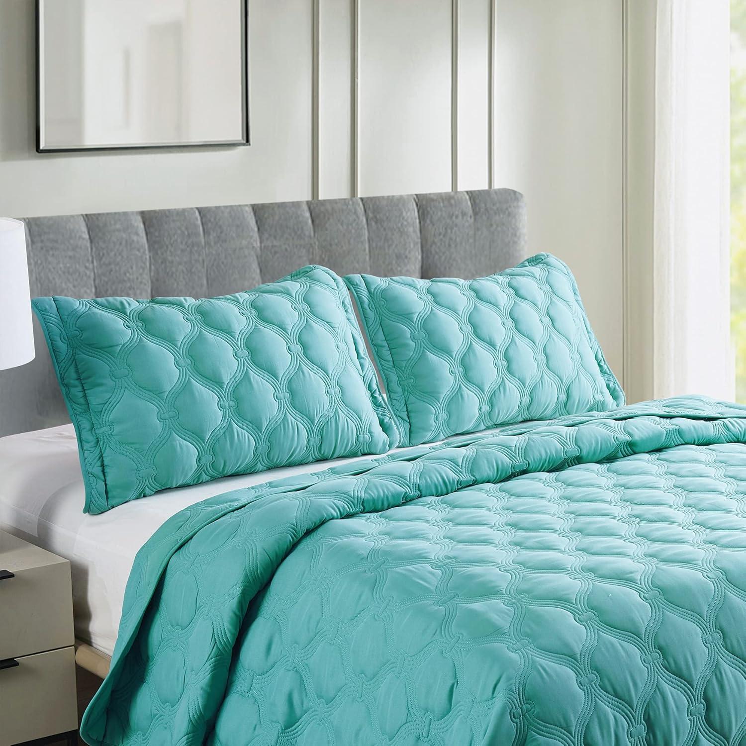 Home Soft Things 3 Piece Bradly Down Alternative Quilts Set - Teal - King (118" x 106")