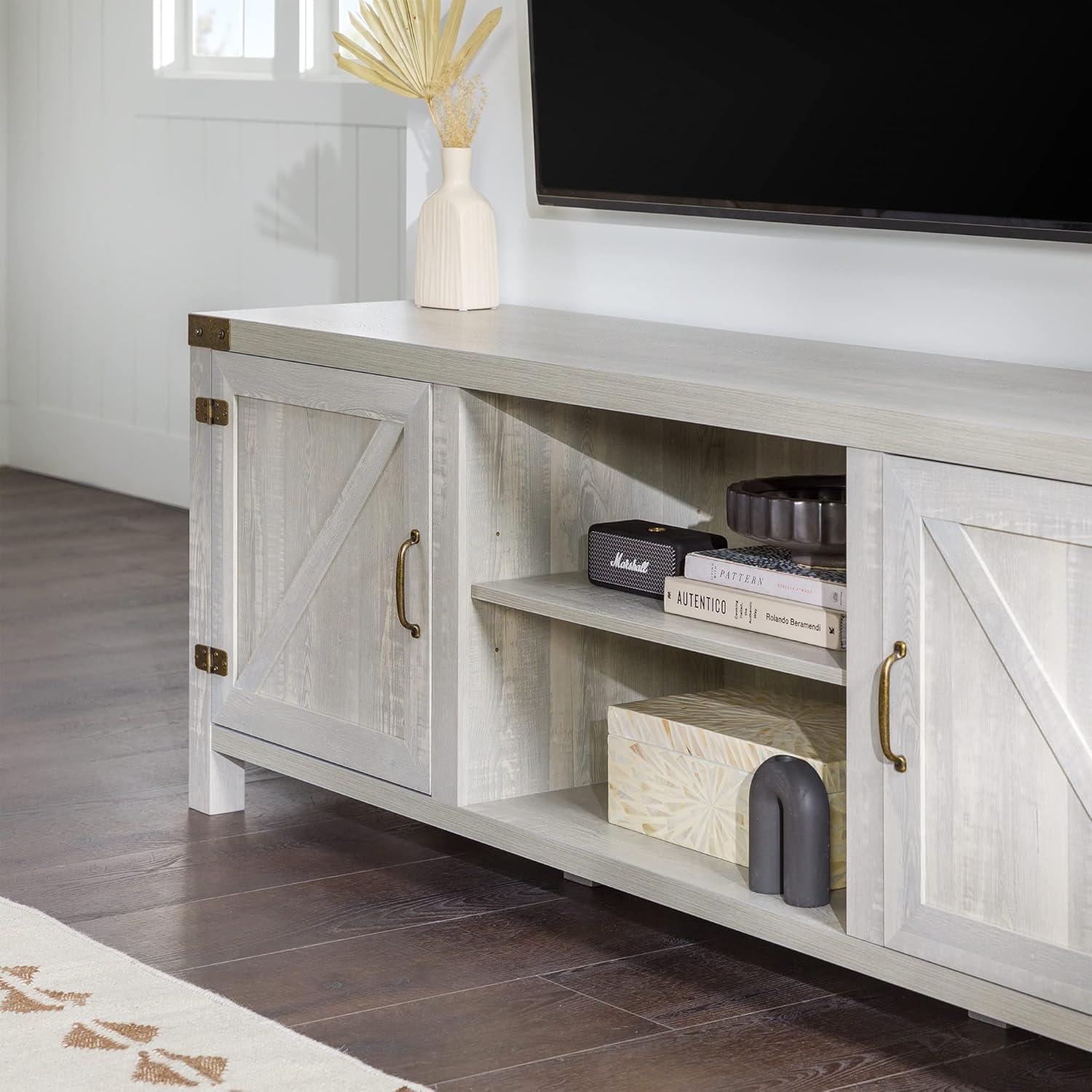 Walker Edison 70" Modern Engineered Wood TV Stand in Stone Gray