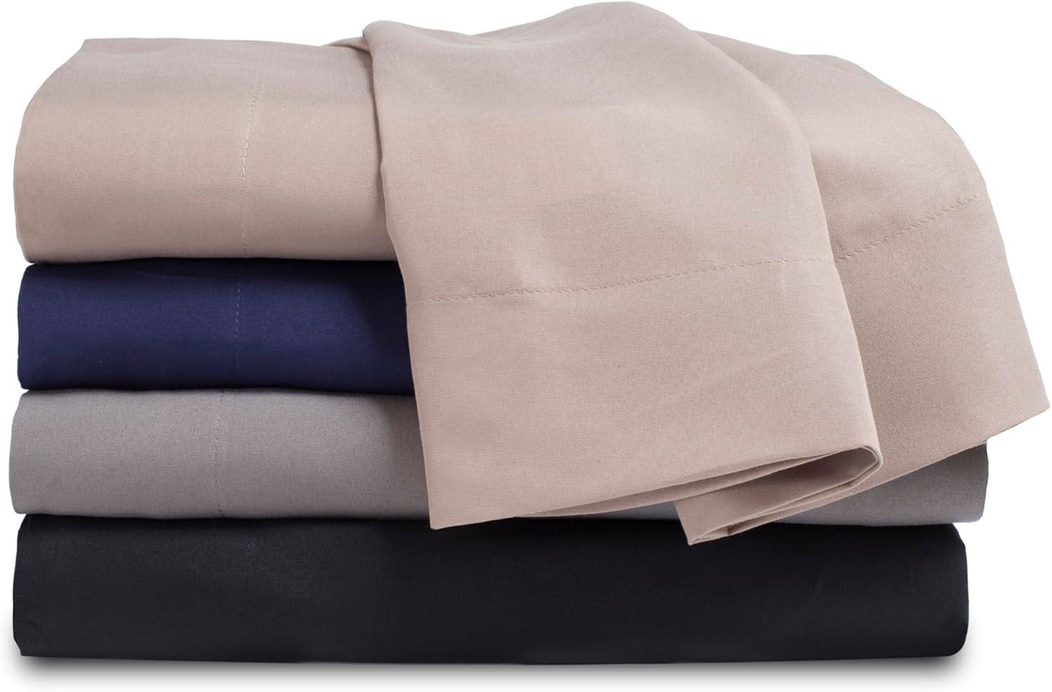 Martex Brushed Microfiber Twin Sheet Set - Soft & Wrinkle Resistant (3 Piece), Navy