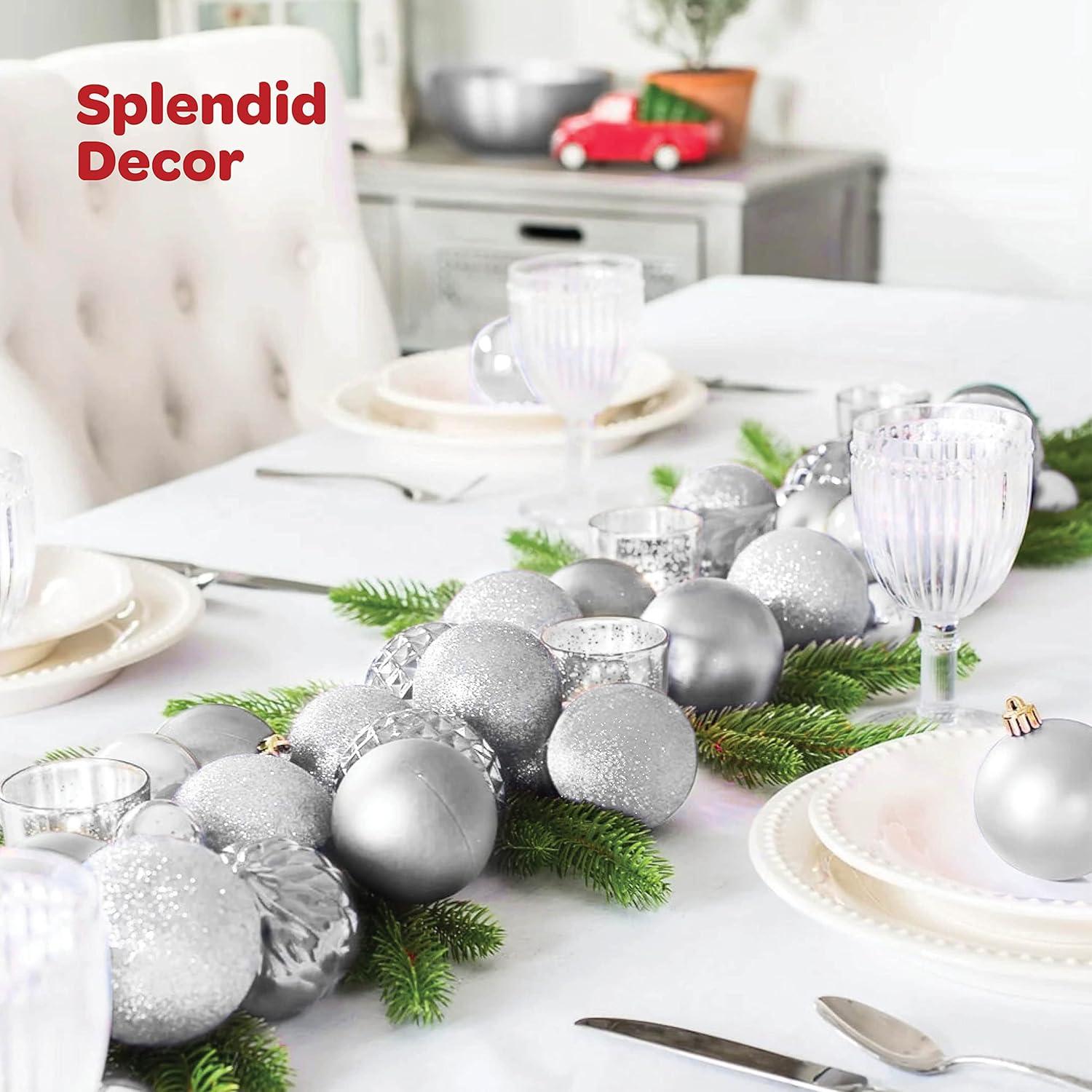 Christmas Ornaments Set of 36 - Beautiful [Silver] Christmas Tree Decorations Ornaments Set - 6 Style Christmas Ball Ornaments - Shatterproof/Pre-Strung - for Holiday/Party/Decorations/DIY
