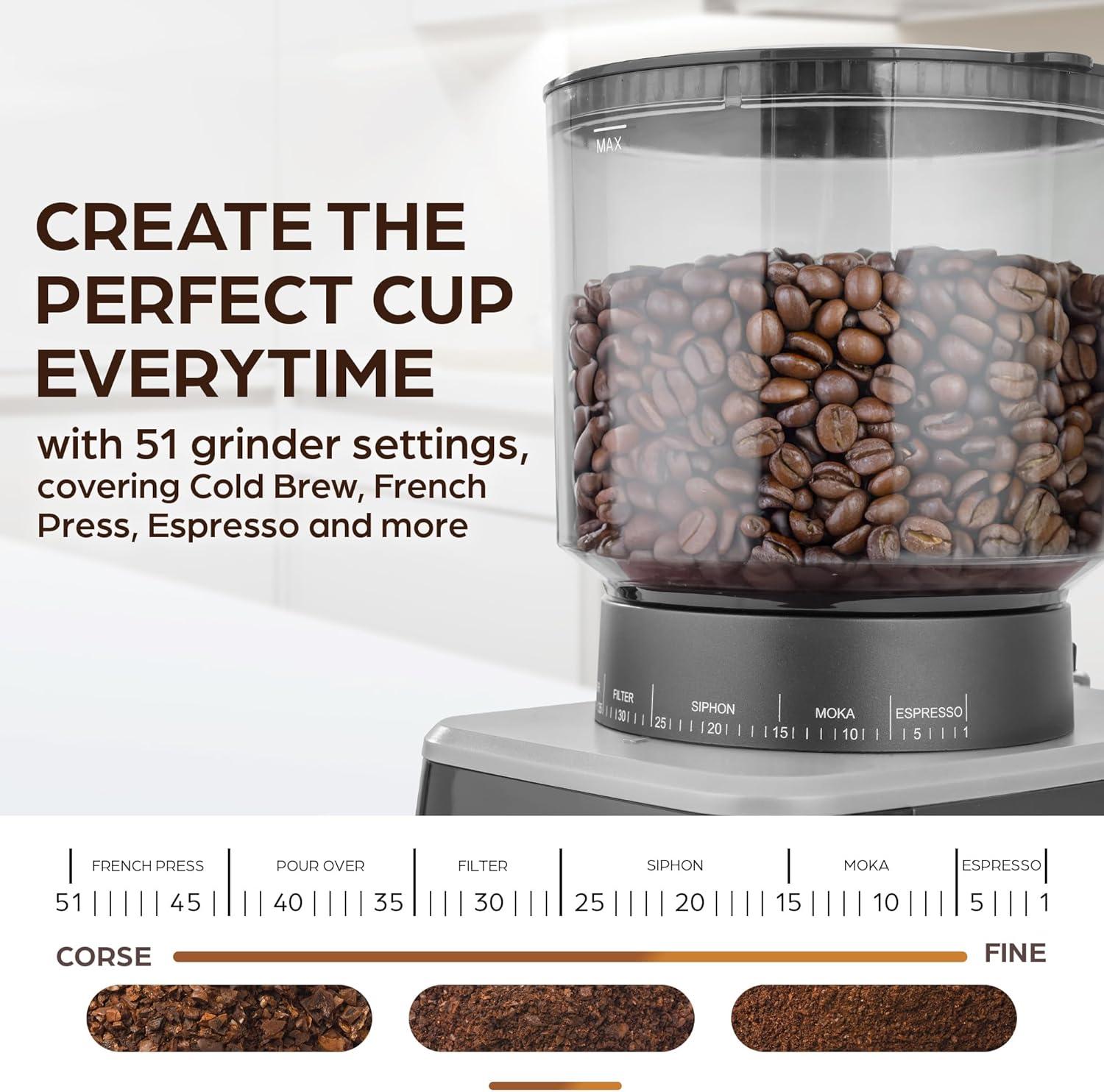 Zulay Kitchen Zulay Kitchen Adjustable Burr Coffee Grinder, Commercial Automatic Conical Coffee Bean Grinder
