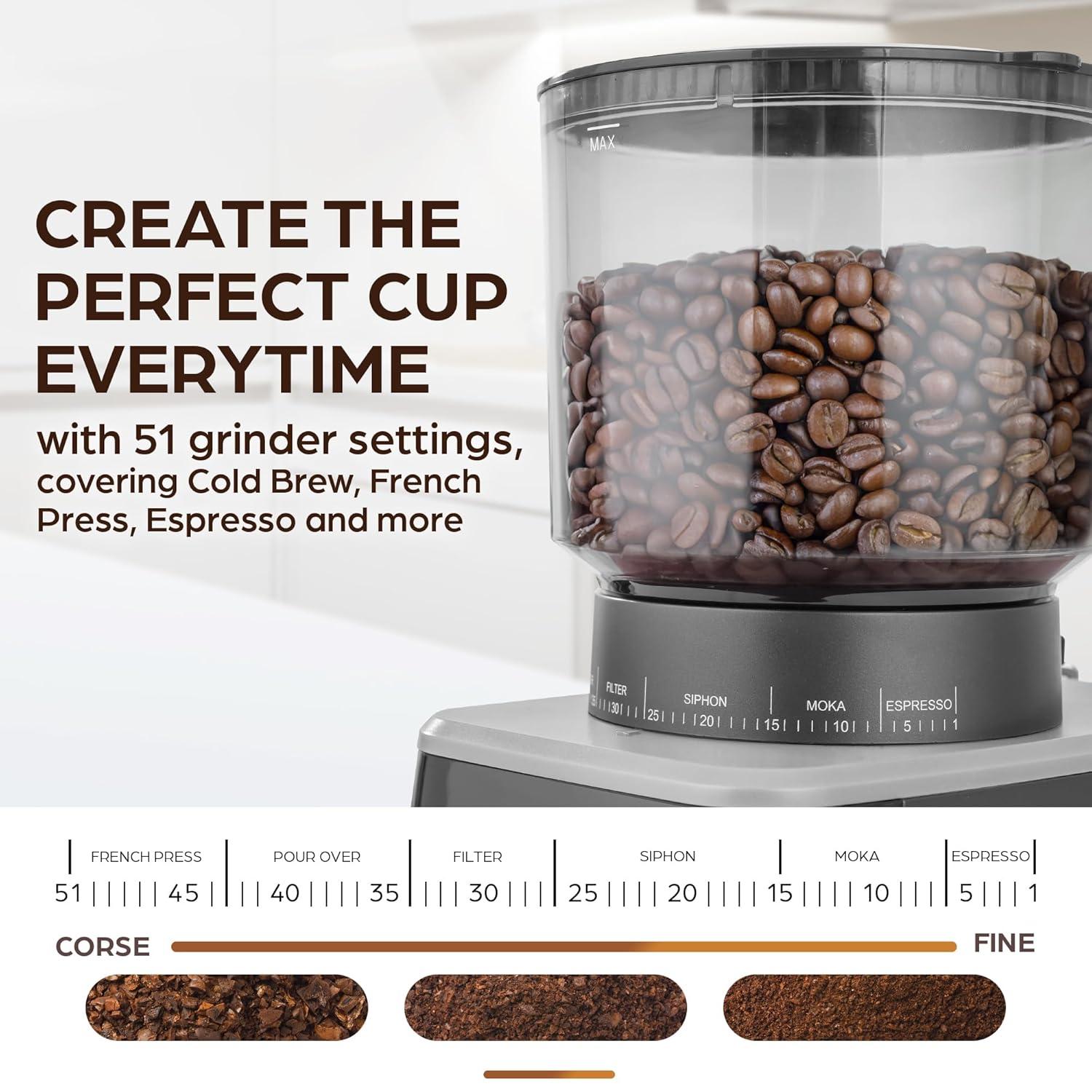 Zulay Kitchen Zulay Kitchen Adjustable Burr Coffee Grinder, Commercial Automatic Conical Coffee Bean Grinder