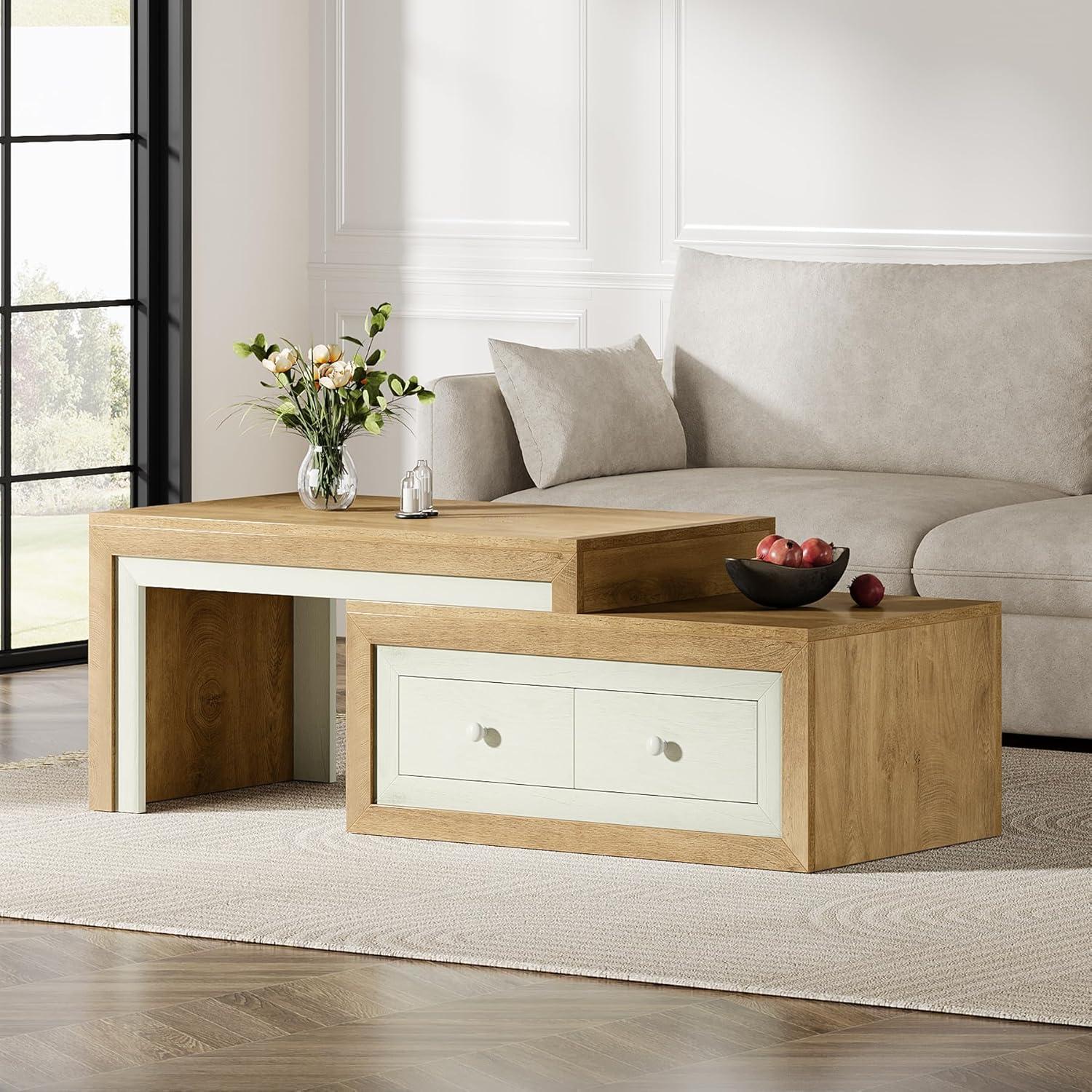 Tribesigns Extendable Coffee Table with 2 Drawers