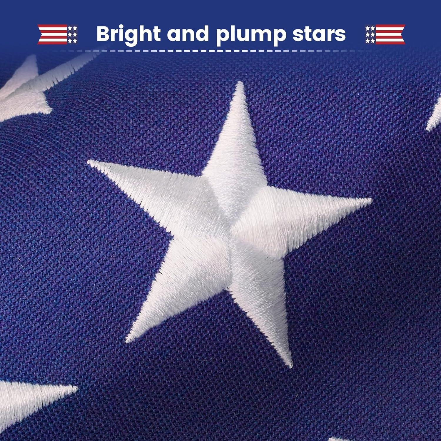 Patriotic Blue Polyester Outdoor American Flag with Embroidered Stars