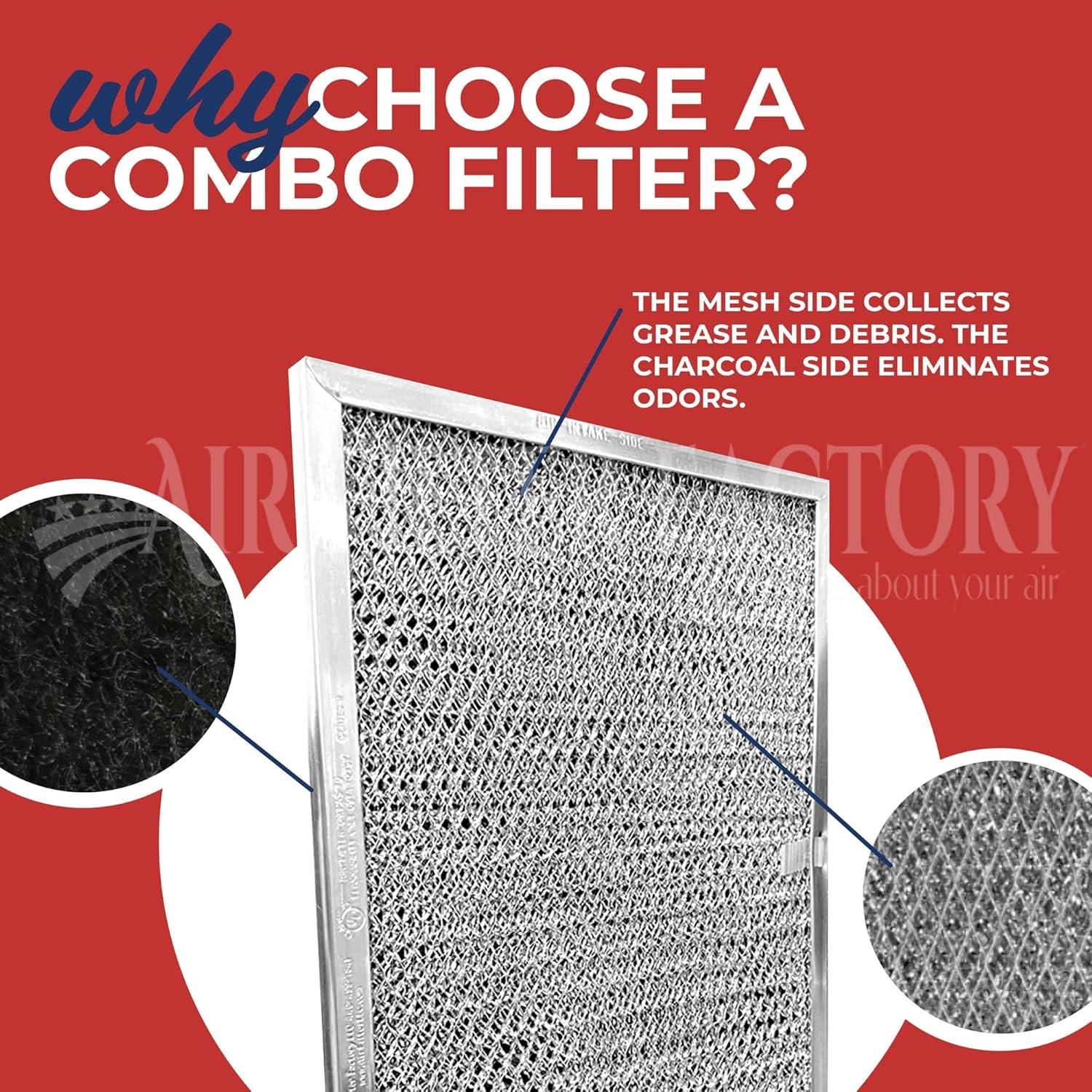Air Filter Factory Replacement for QT2000 WA6500, BPQTF, WA65F Broan Nutone Aluminum Mesh Charcoal Combo Filter