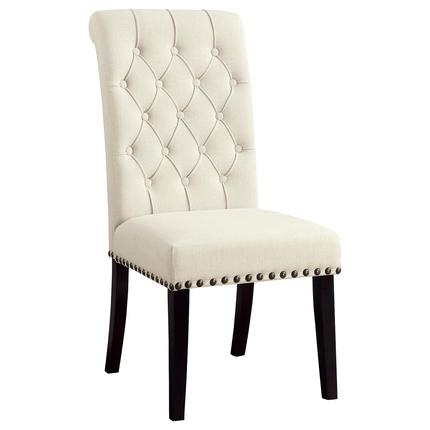 Coaster Mapleton Tufted Upholstered Fabric Dining Chairs in Beige