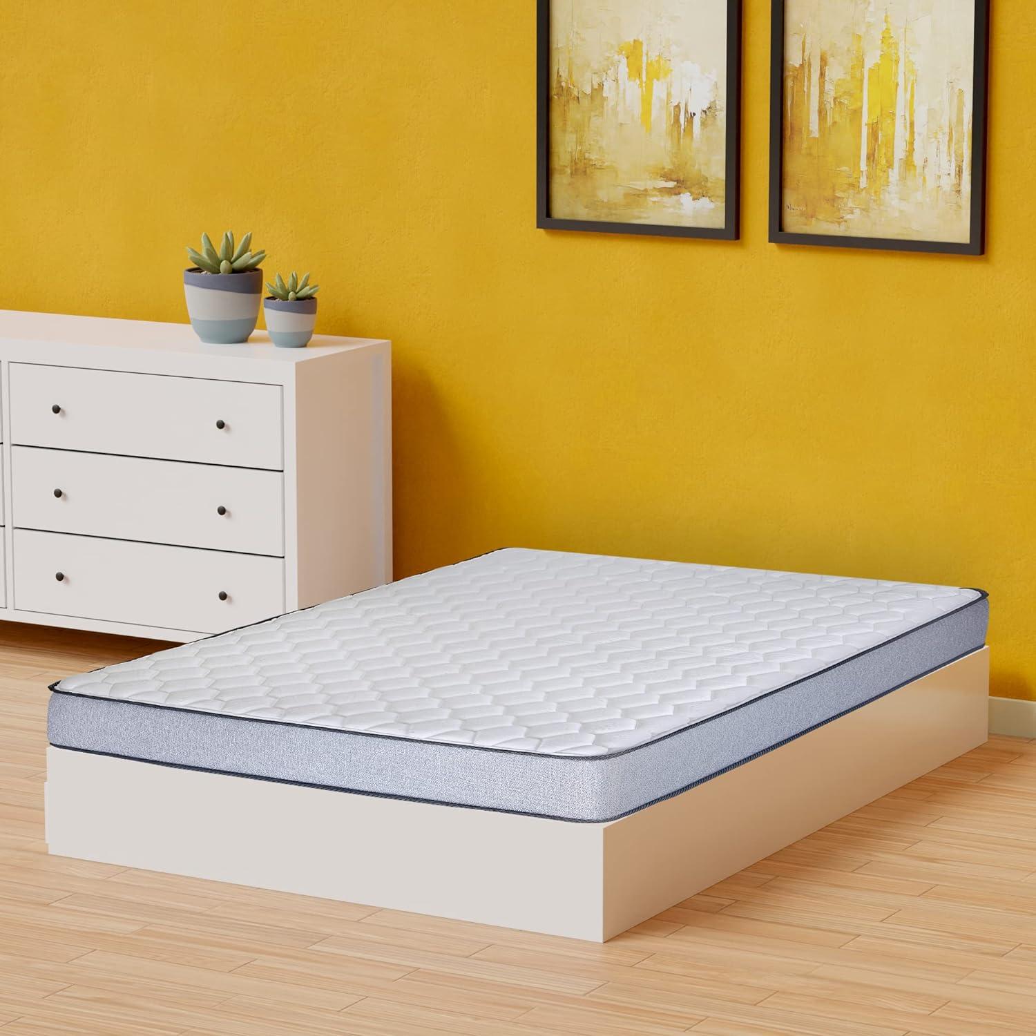 Twin Medium Firm High Density Foam Mattress in White and Gray