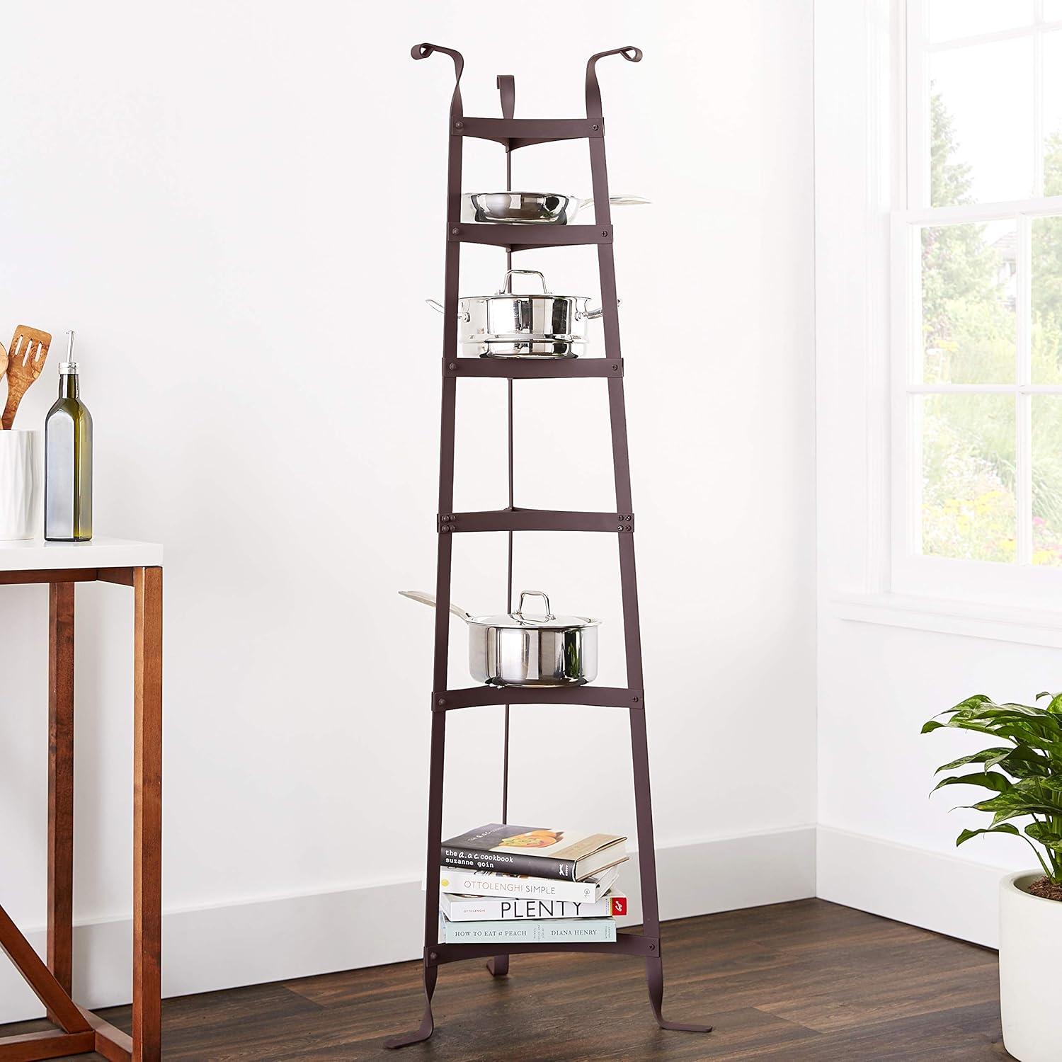 Copper Finish Six-Tier Metal Cookware Stand