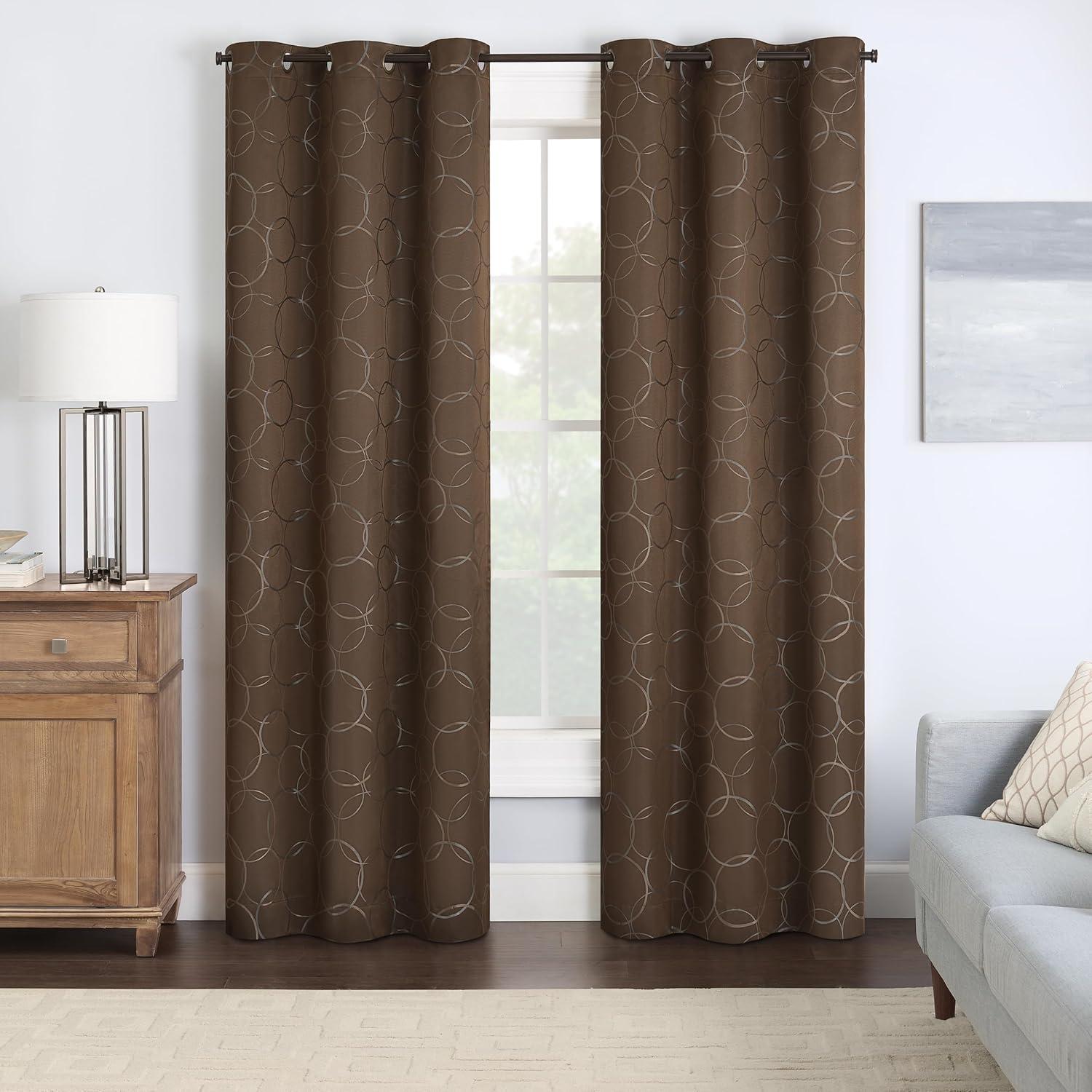 Chocolate Blackout Grommet Top Polyester Curtain Panel