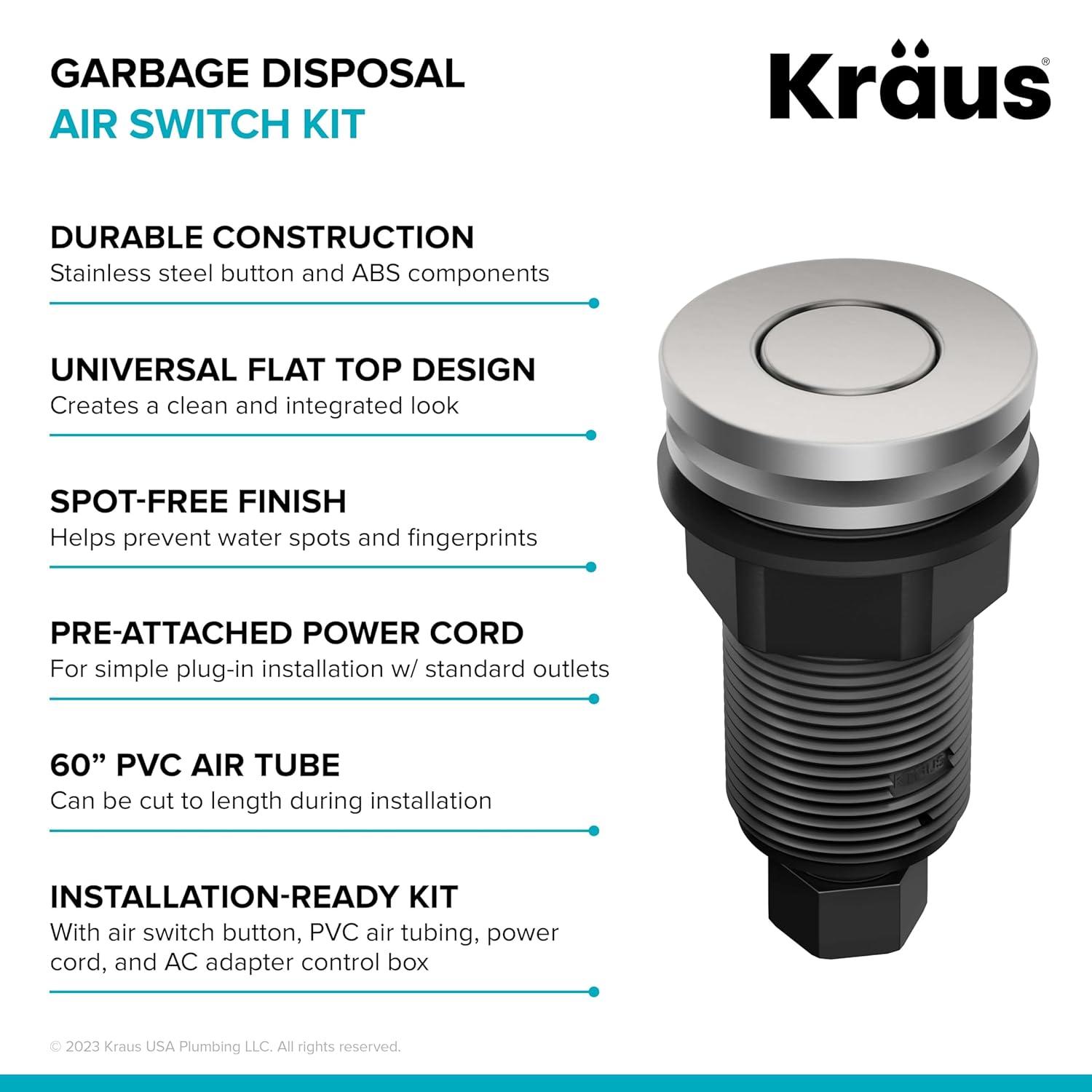 Kraus WasteGuard Stainless Steel Air Switch