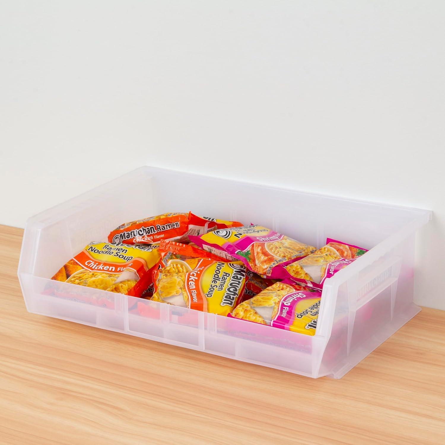 Clear Stackable Plastic Storage Bin with Lid, 11 x 16 x 5 Inches