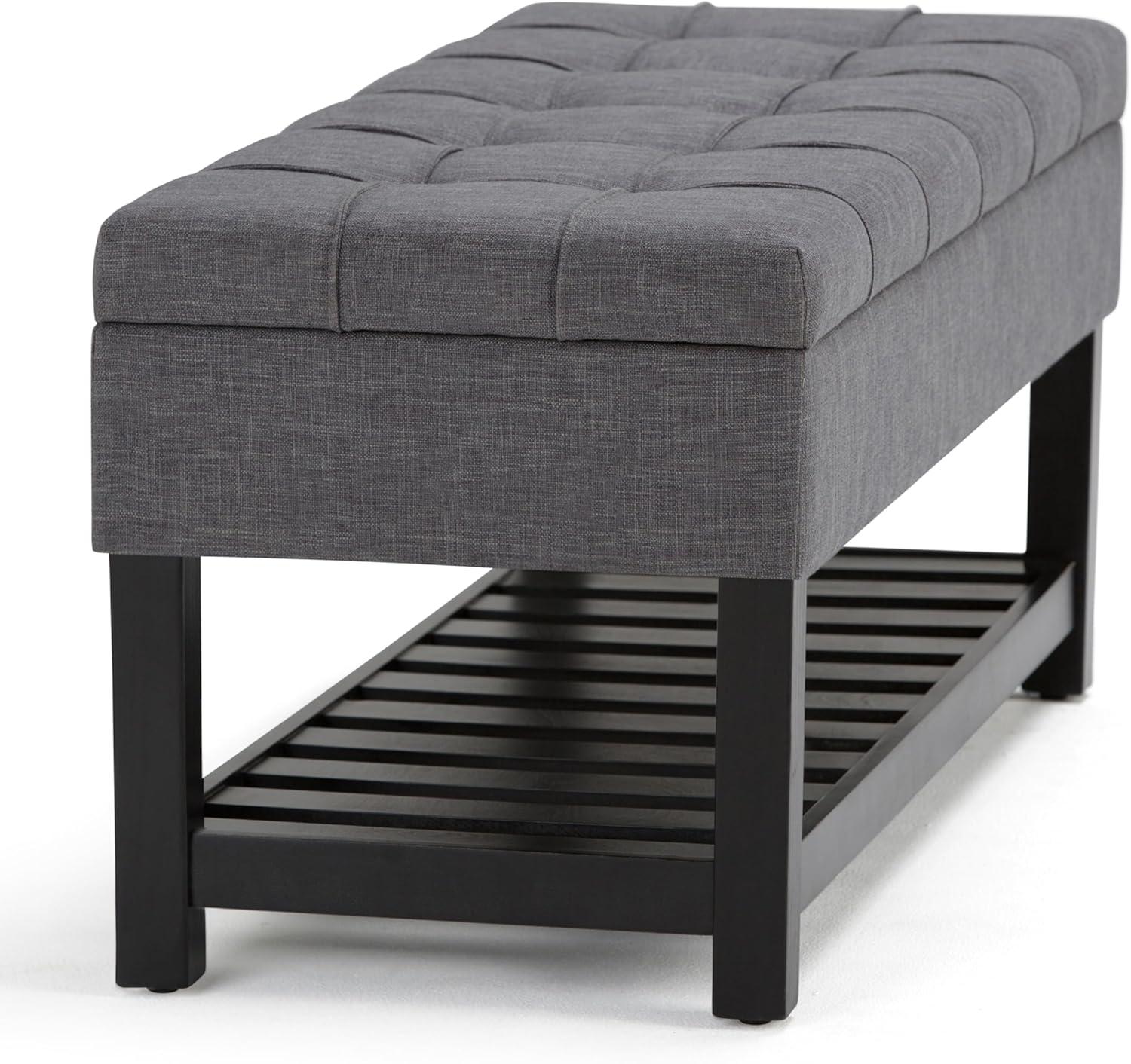 Simpli Home Saxon 43"W Tufted Transitional Storage Ottoman Bench with with Lift-Top Lid