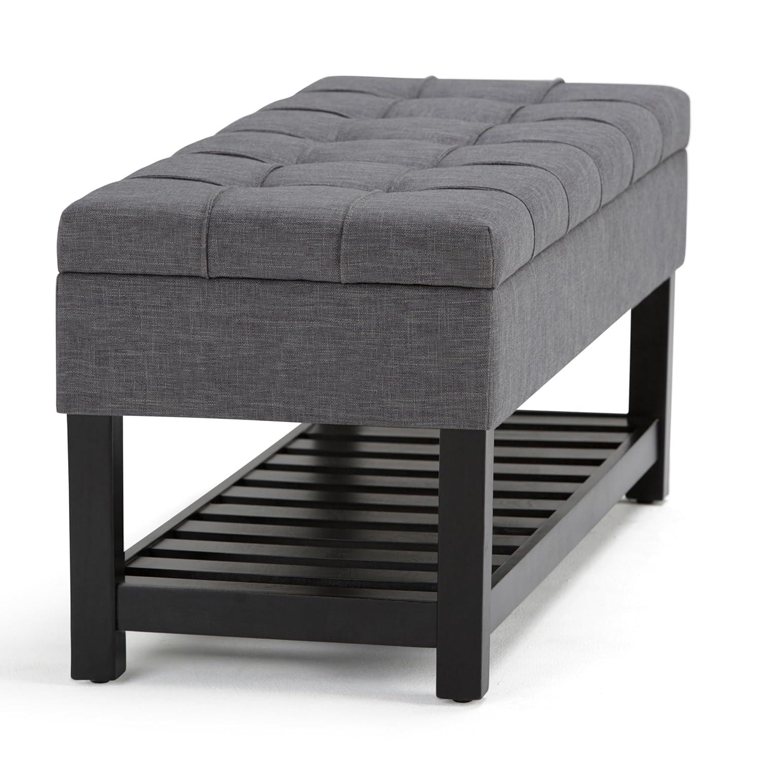 Simpli Home Saxon 43"W Tufted Transitional Storage Ottoman Bench with with Lift-Top Lid