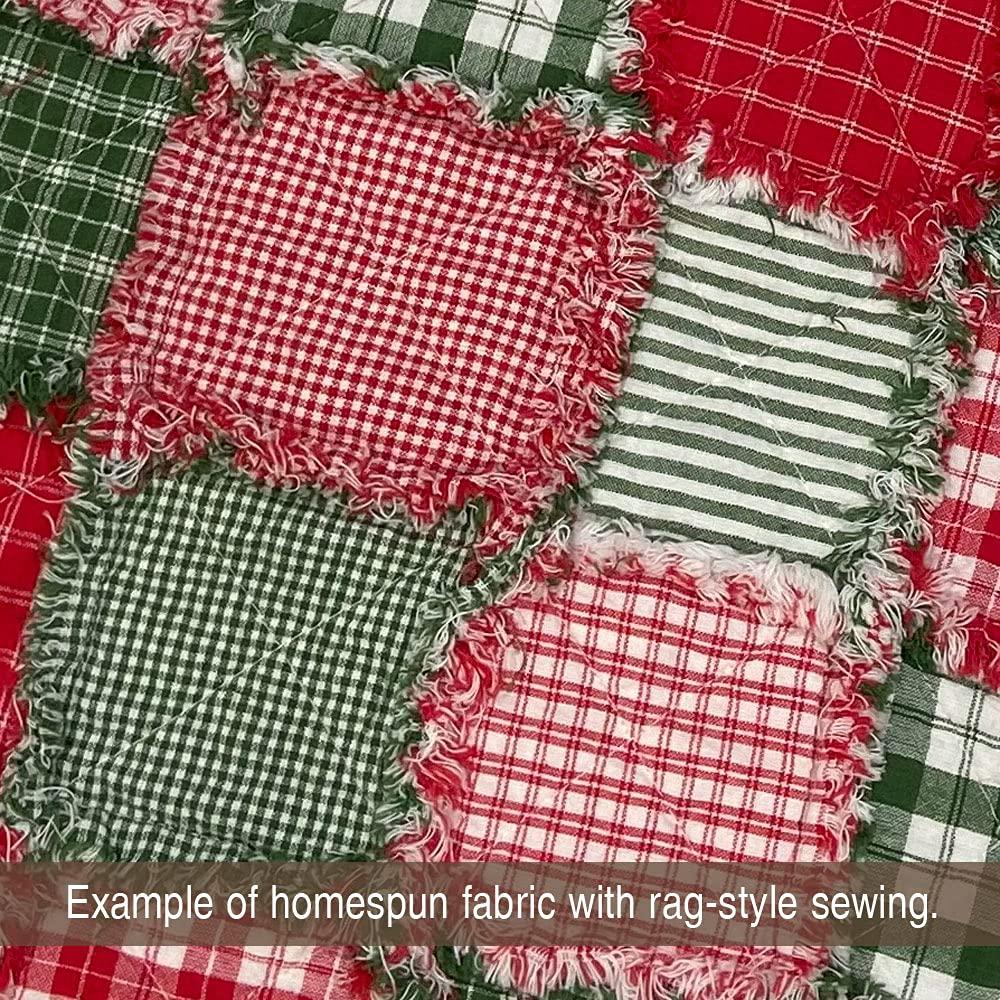 40+ Merry Christmas Red & Green Plaid Homespun 6"x6" Precut Quilt Squares Charm Pack by JCS Fabric