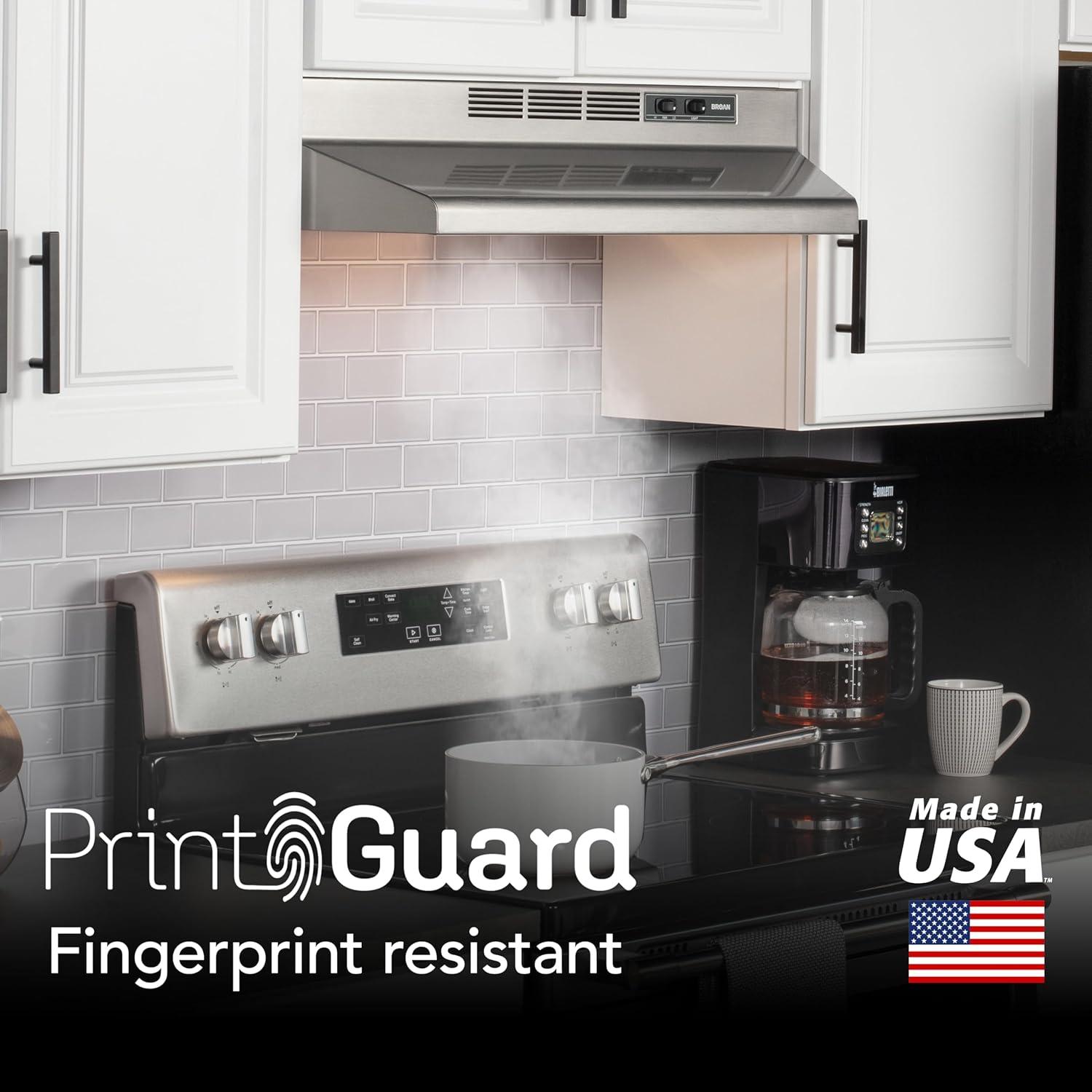 Broan NuTone Broan® 30-Inch Ductless Under-Cabinet Range Hood, Stainless Finish with PrintGuard 4130SF