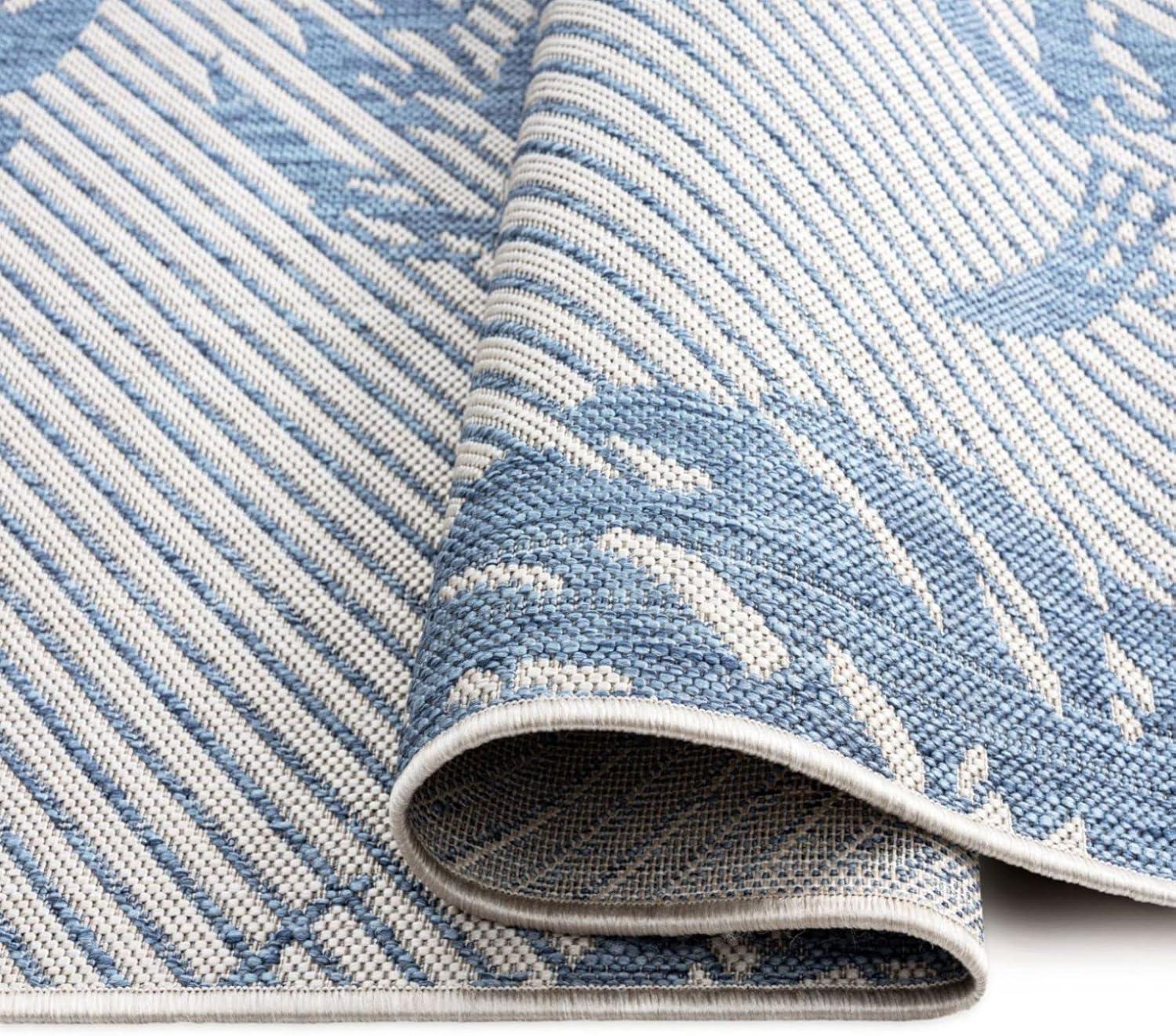 Tommy Bahama Palm Coastal Indoor/Outdoor Area Rug, Silver/Blue