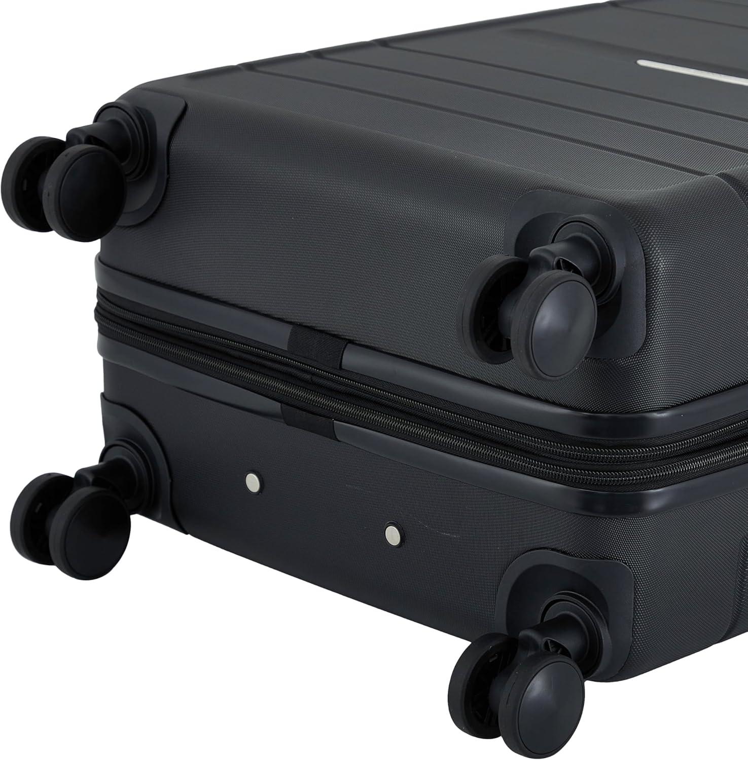French Connection 22in Expandable Rolling Carry-on with Cup Holder, Black