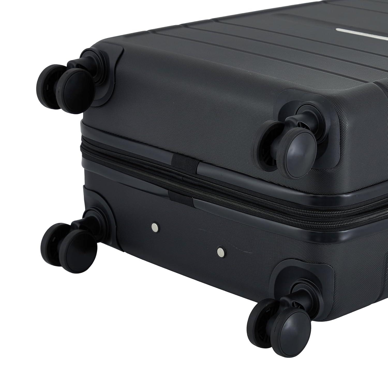 French Connection 22in Expandable Rolling Carry-on with Cup Holder, Black