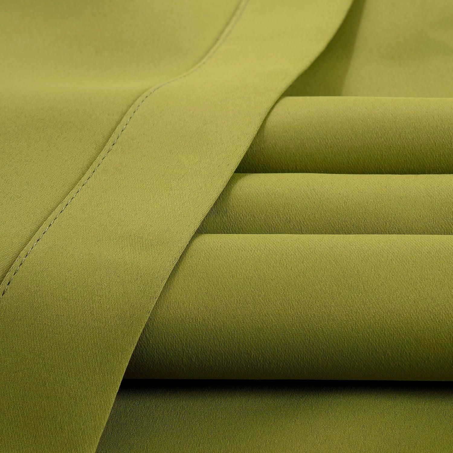 Moss Green Polyester Blackout Tie-Up Curtain Panel 46" x 63"