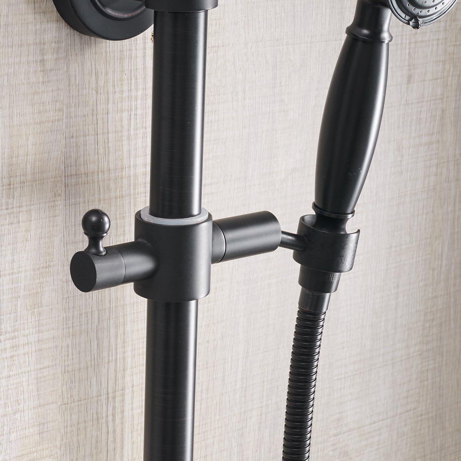 JASODI Bathroom Shower Faucet System Set 8 Inch Rainfall Shower Head Handheld Spray 2 Knobs