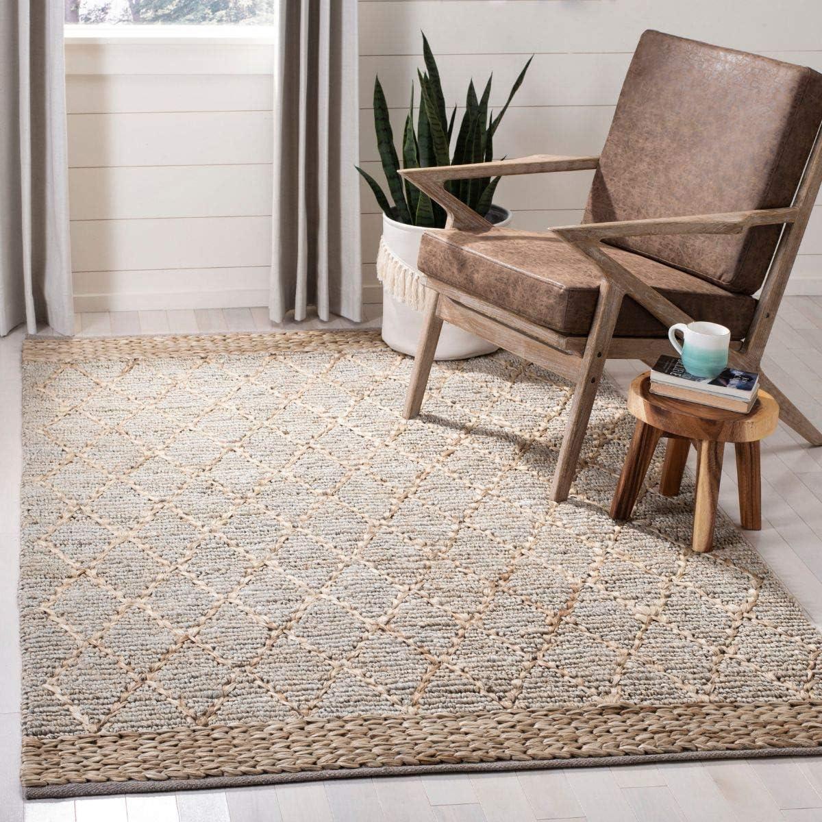 Natural Fiber NF951 Hand Loomed Indoor Area Rug - Silver - 6'x9' - Safavieh