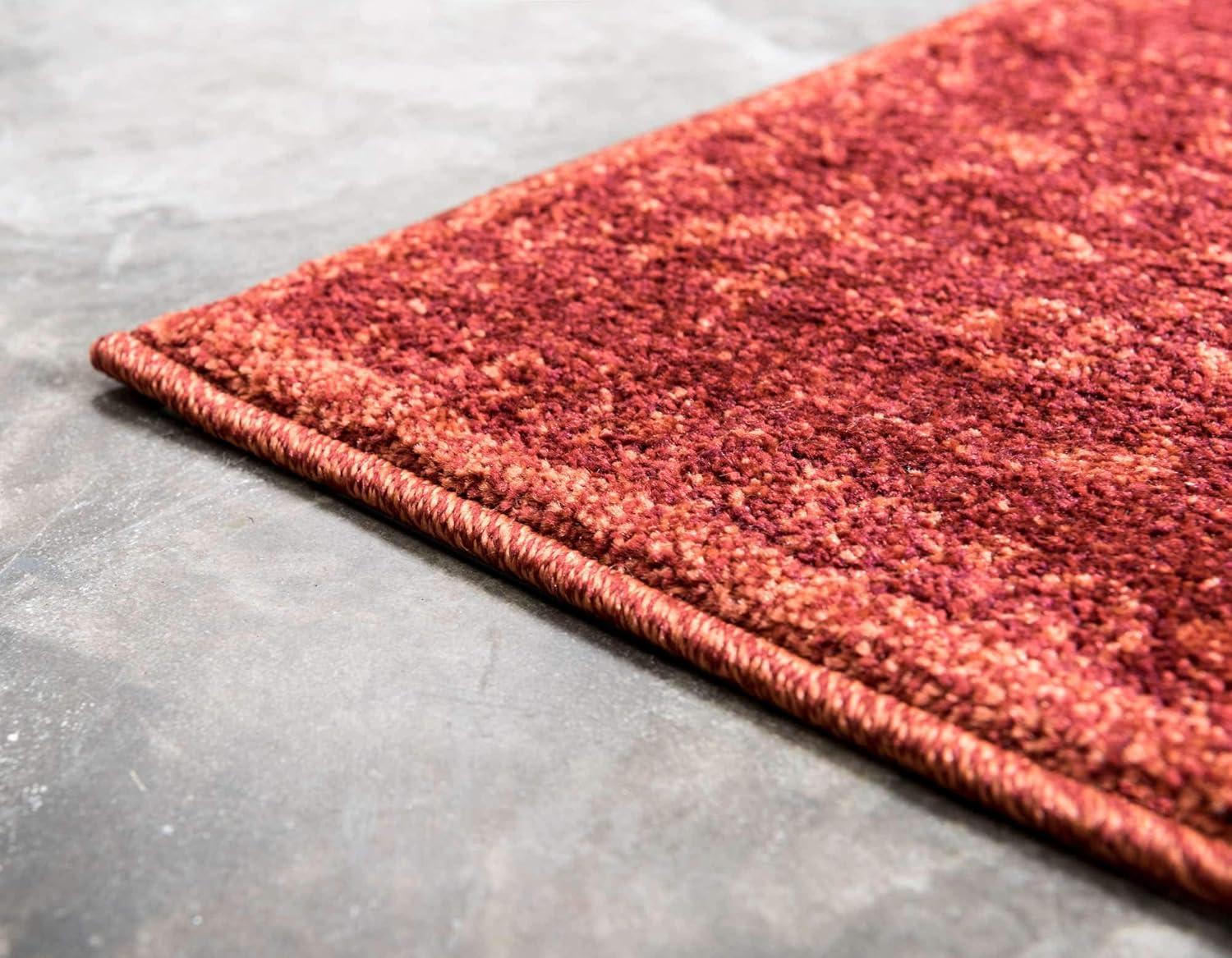 Unique Loom La Jolla Collection Farmhouse, Contemporary, Botanical, Traditional, Vintage Area Rug, 2 ft 2 in x 3 ft, Orange/Burgundy