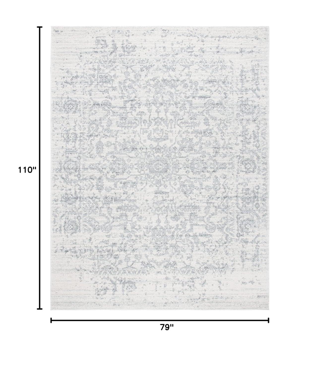 Madison MAD603 Power Loomed Indoor Area Rug - Silver/Ivory - 6'7"x9'2" - Safavieh