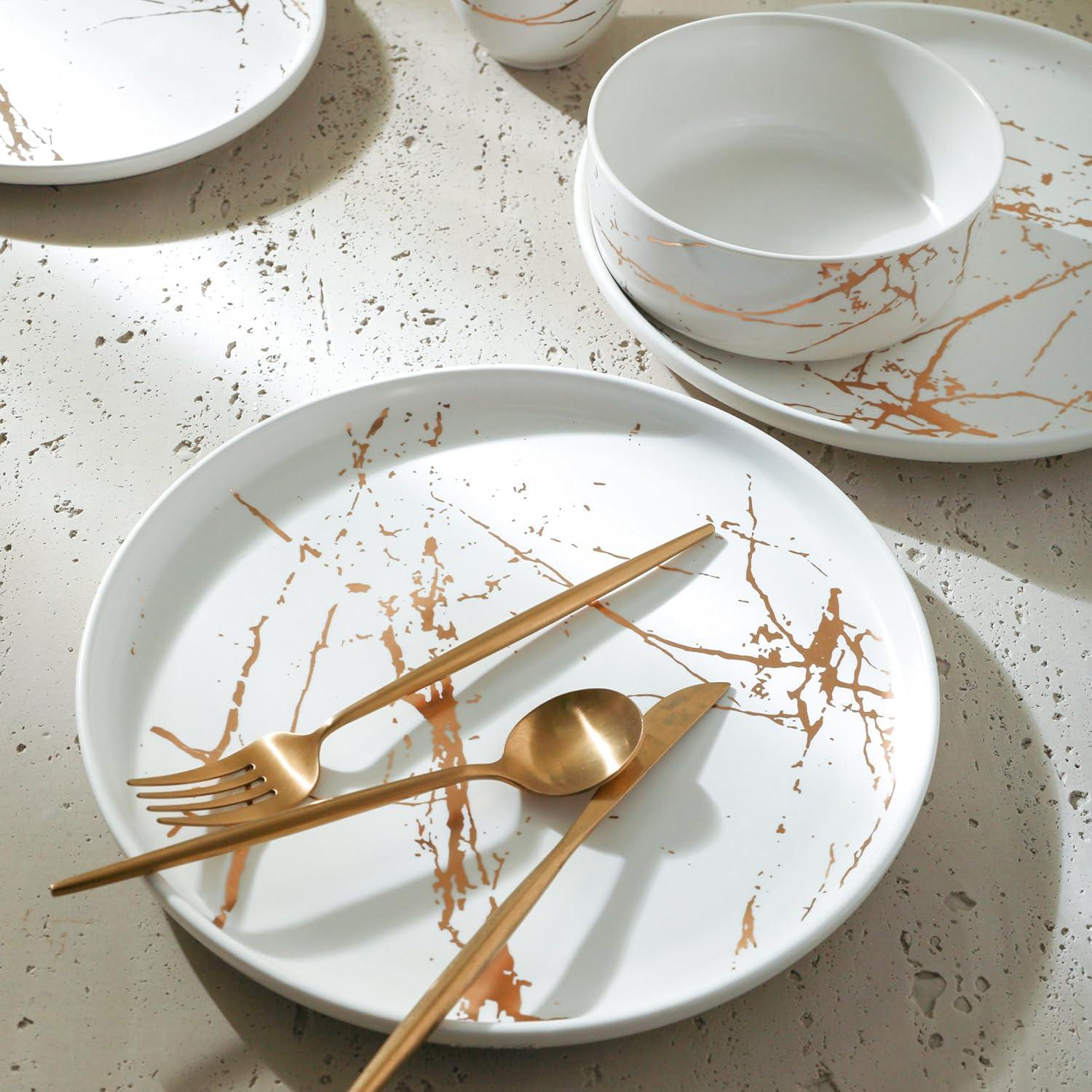Stone Lain Zora 32-Piece Porcelain Dinnerware Set, Service for 8, White