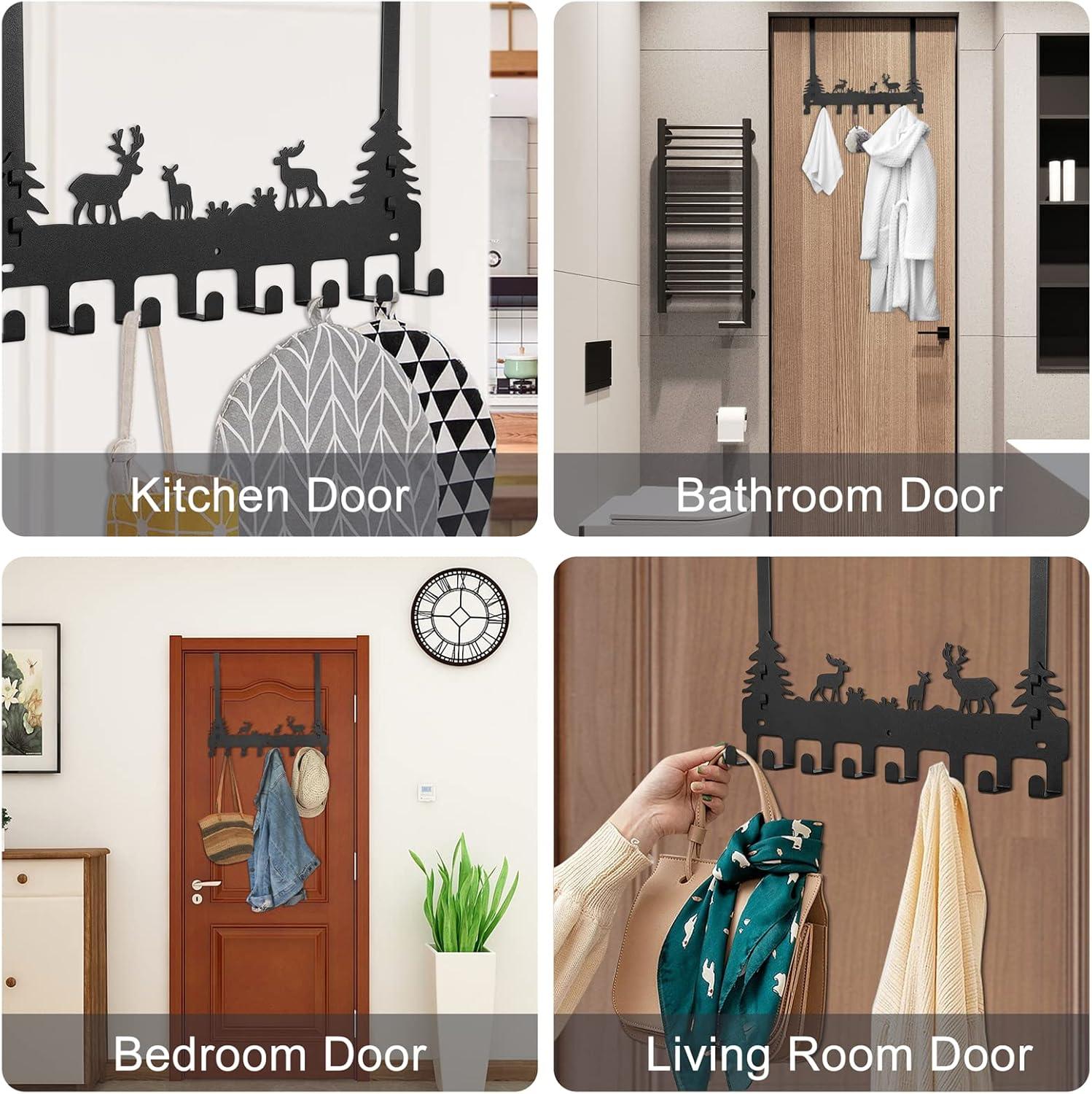 Over Door Clothes Hanger Shower Room Towel Hook Hanger Over Door Hooks Black 8 Hooks