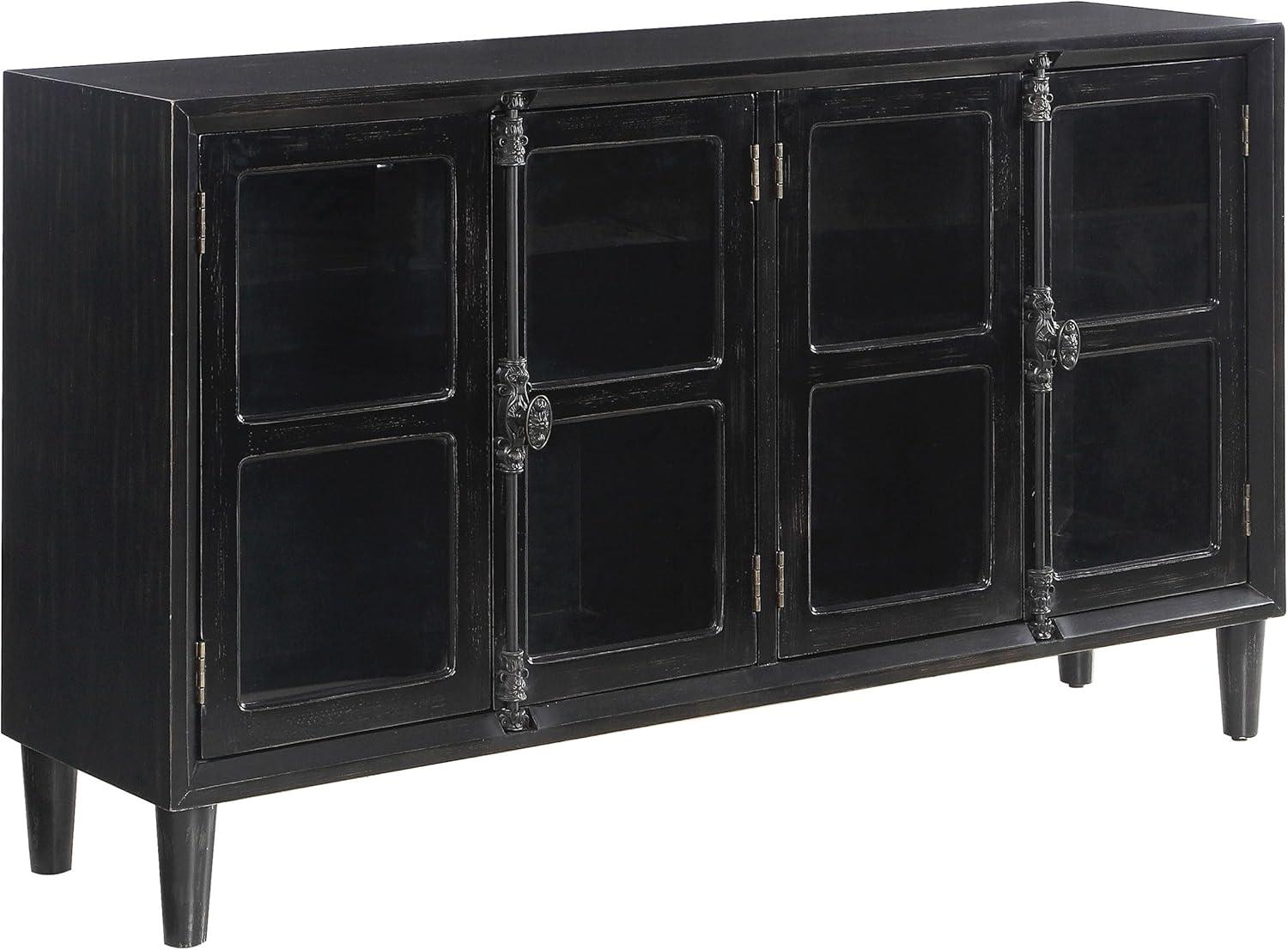 Coaster Mapleton 4 Glass Door Modern Wood Accent Cabinet Black