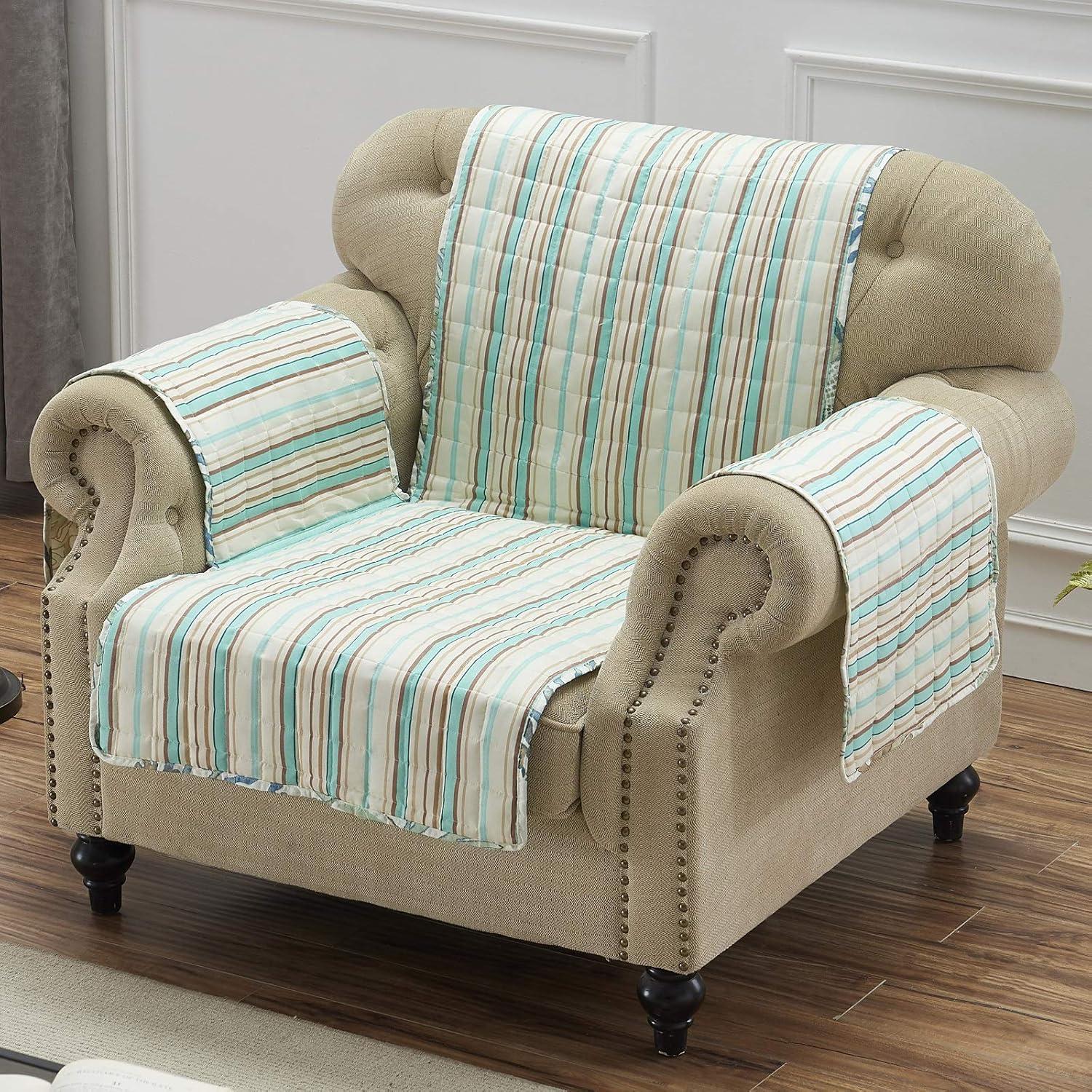 Atlantis Jade Reversible Polyester Armchair Slipcover