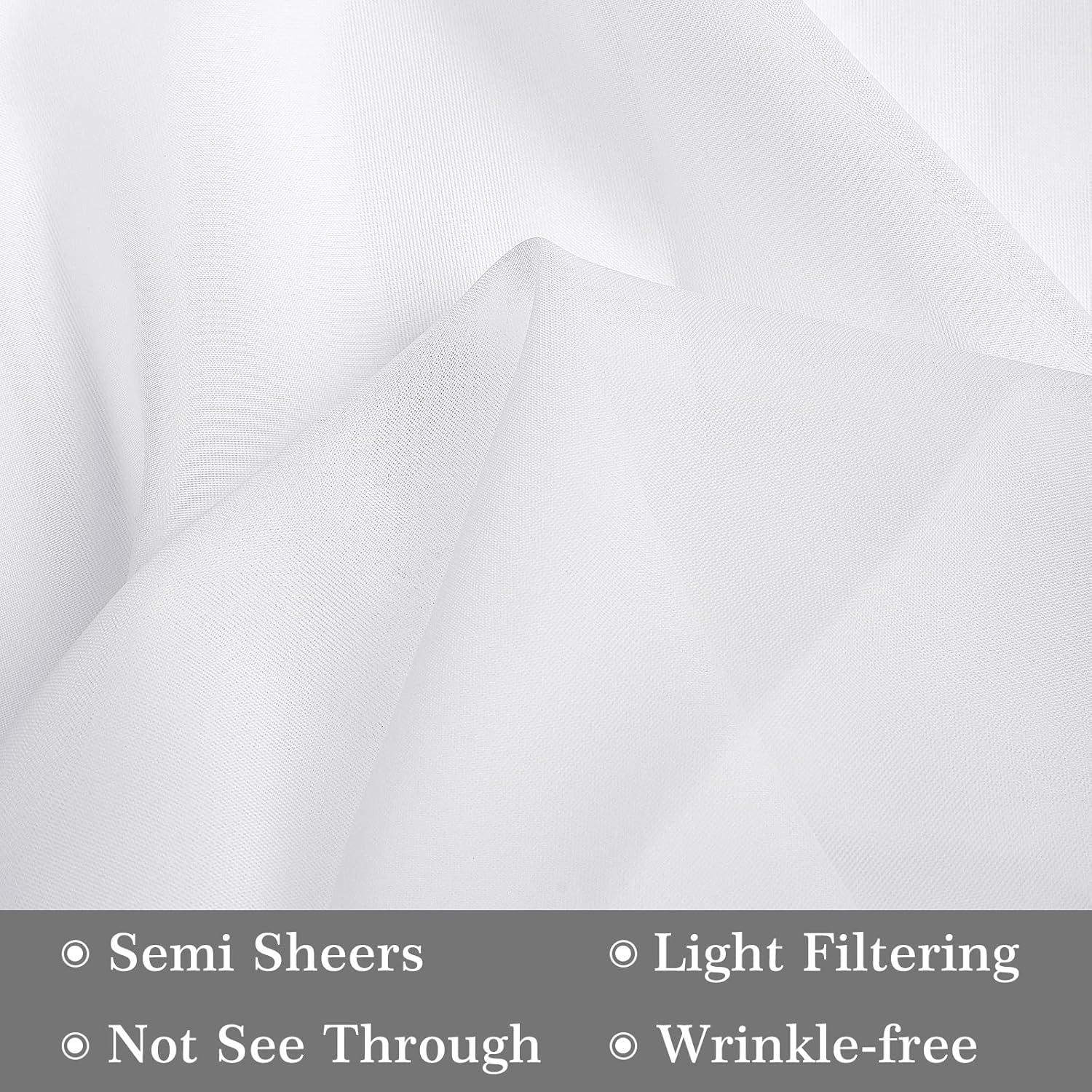 Rose Home Fashion Voile French Door Curtains Set of 2 Panels, Sidelight Curtains for Front Door with Tieback, Privacy Sheer Doorway Light Filtering Panels, White, W40 x L72