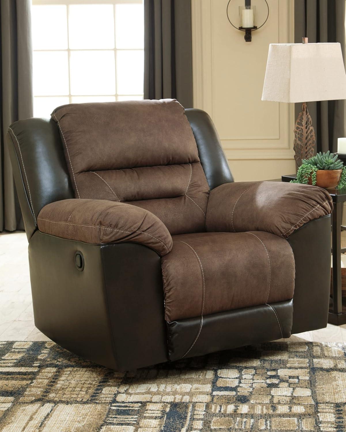 Contemporary 43'' Brown Faux Leather Rocker Recliner