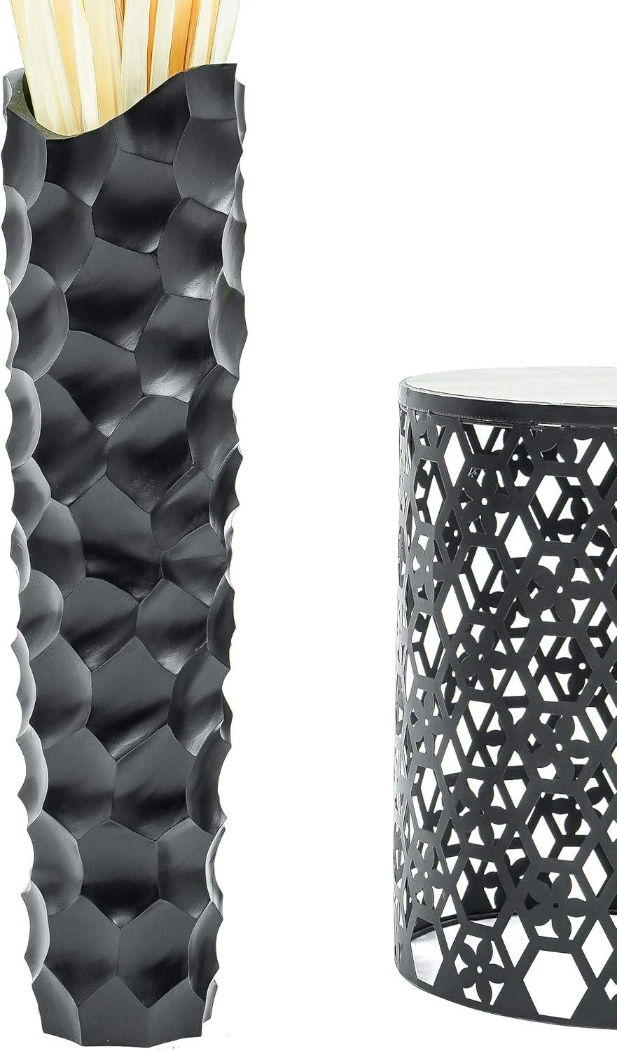 Leewadee Large Black Home Decor Floor Vase – Wooden 28 inches Tall Farmhouse Decor Flower Holder for Fake Plant and Pampas Grass