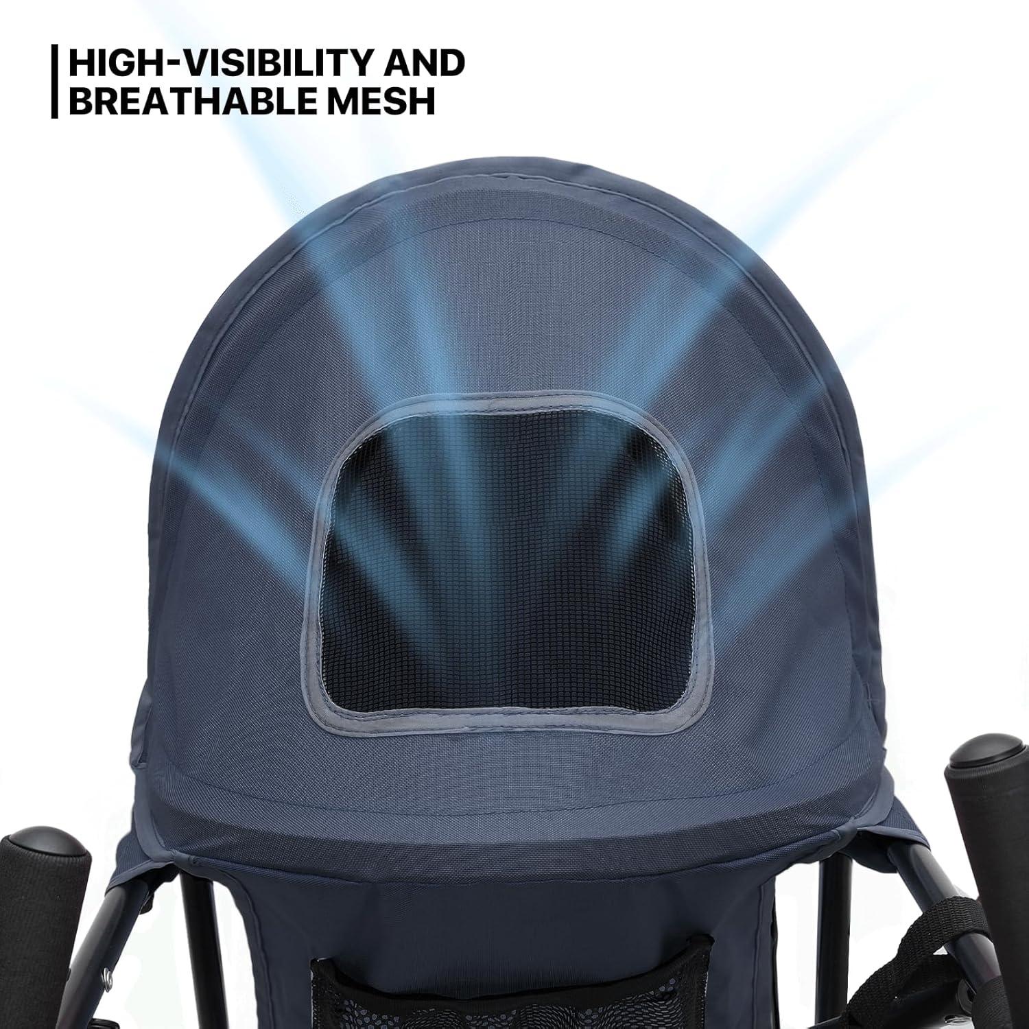 MoNiBloom 4 Wheel Folding Pet Stroller, Foldable Dog Jogger Stroller with Adjustable Canopy and Mesh Window