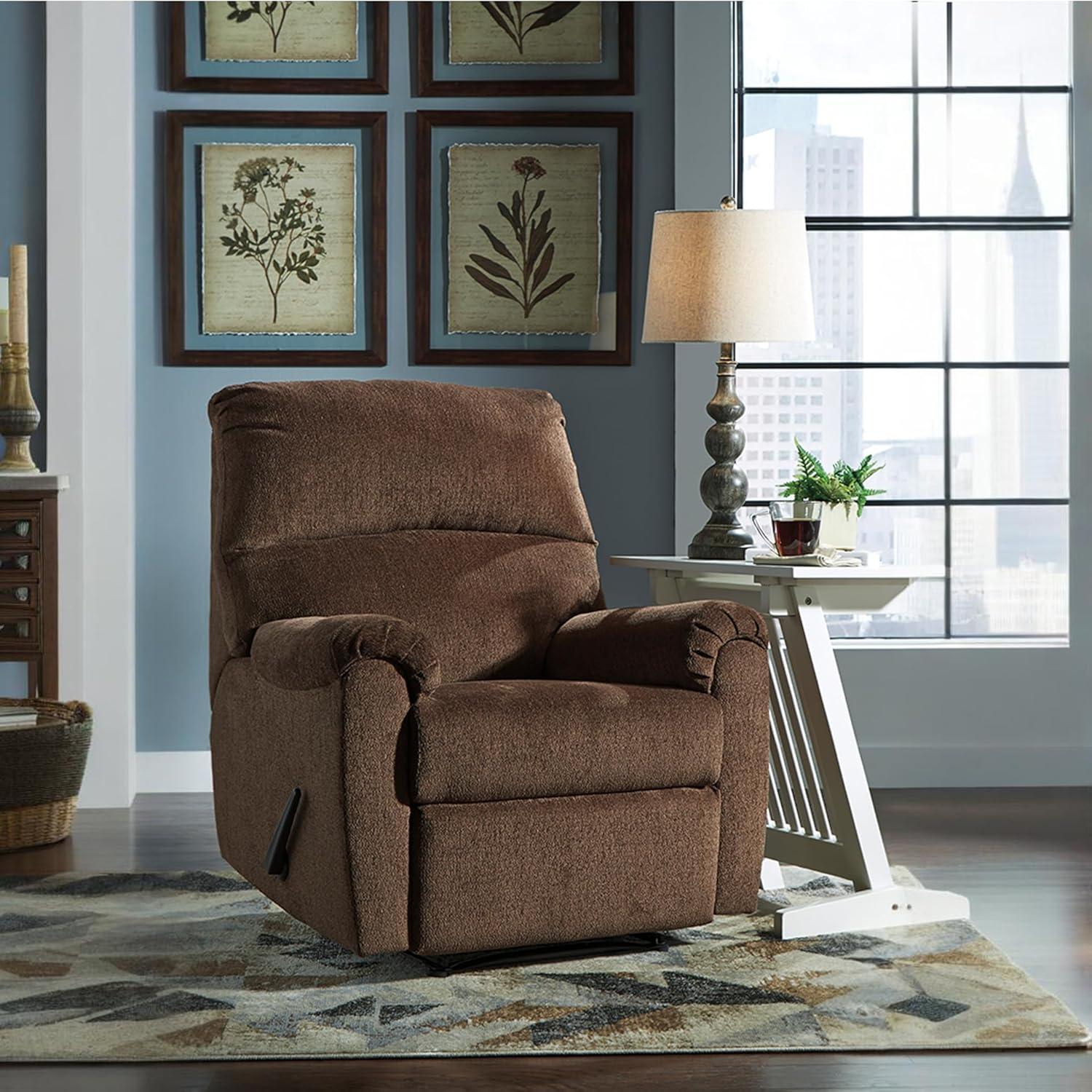 Chocolate Brown Polyester Contemporary Recliner