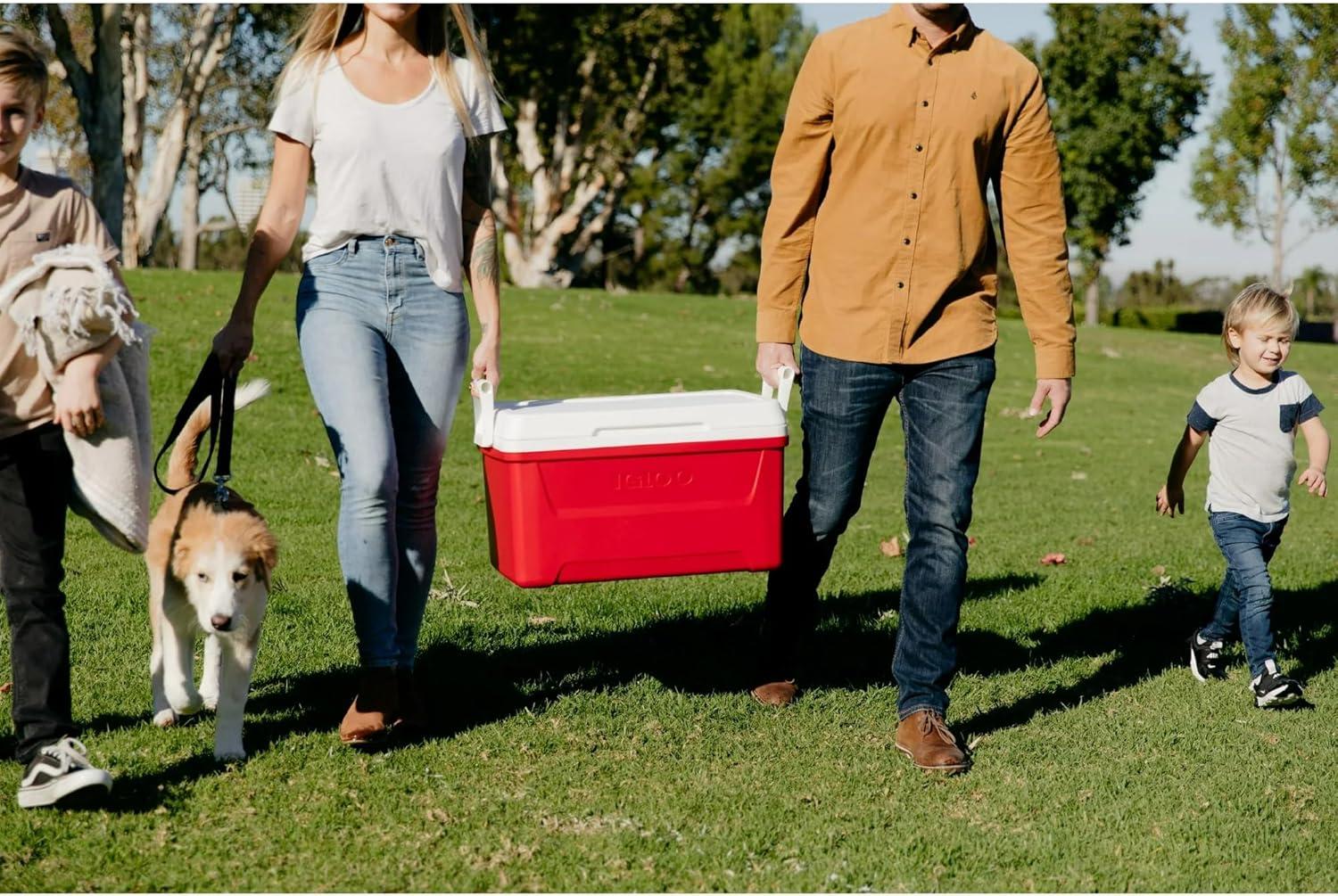 Red Heavy-Duty Portable Ice Chest Cooler with Airtight Lid