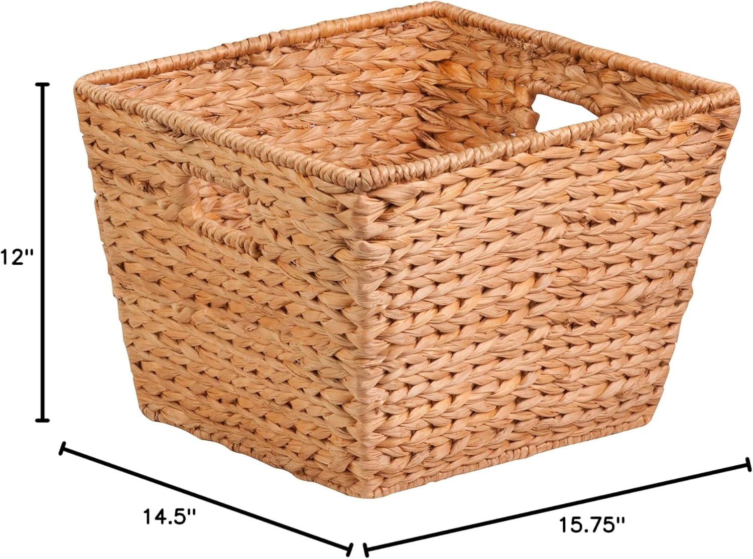 Honey-Can-Do Natural Water Hyacinth Large Storage Basket with Cut-out Handles