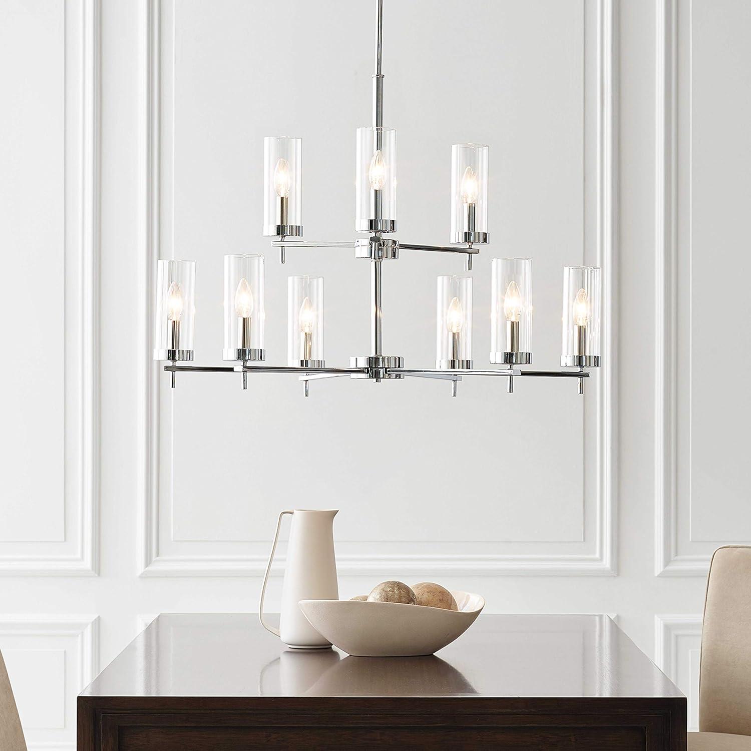 Zire Chrome 9-Light Chandelier with Clear Glass Shades