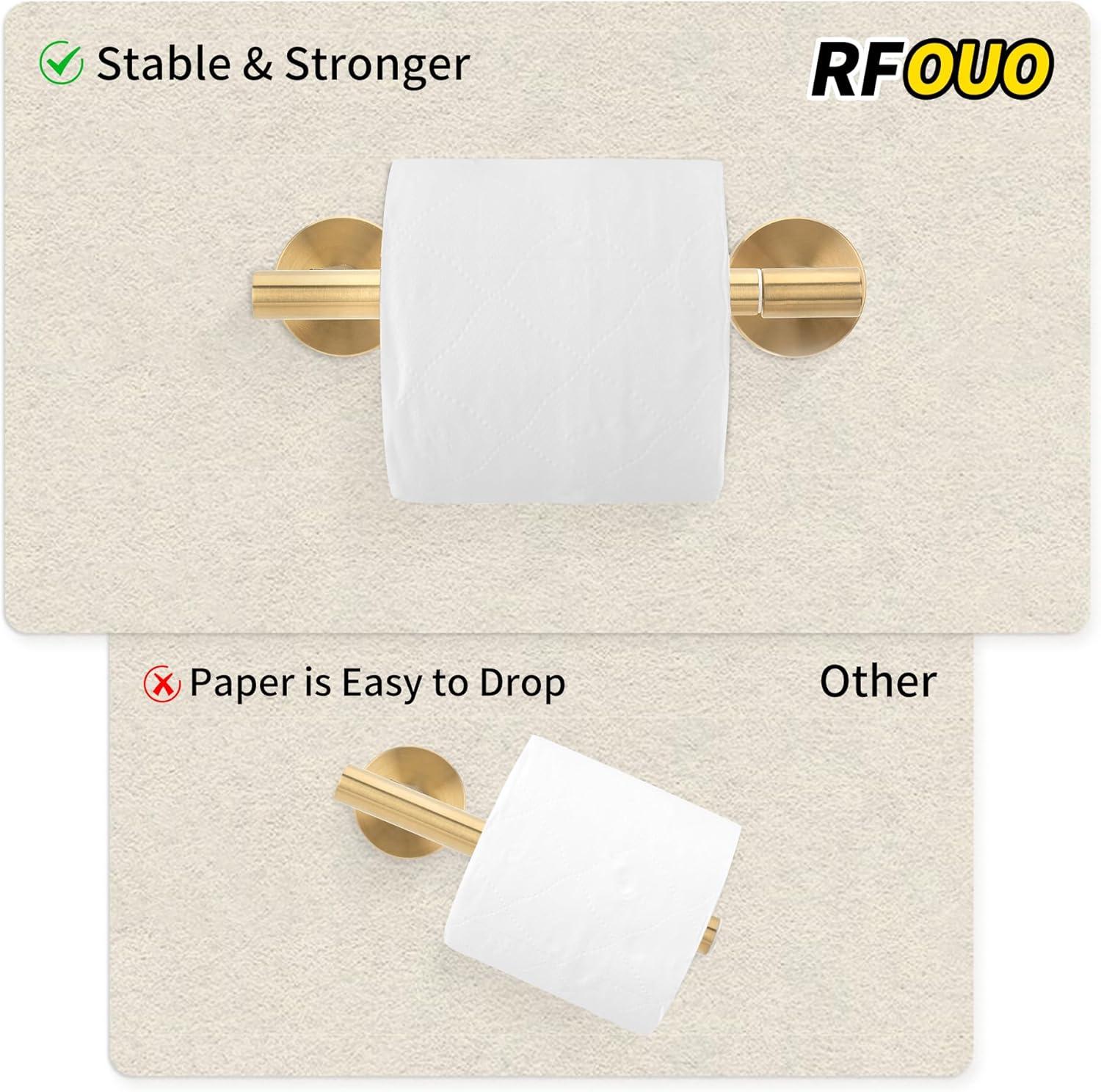 Fixsen Gold Toilet Paper Holder Bathroom Double Post Pivoting Tissue Roll Holder Stainless Steel and Zinc Alloy Wall Mount Detachable (Gold, 1)